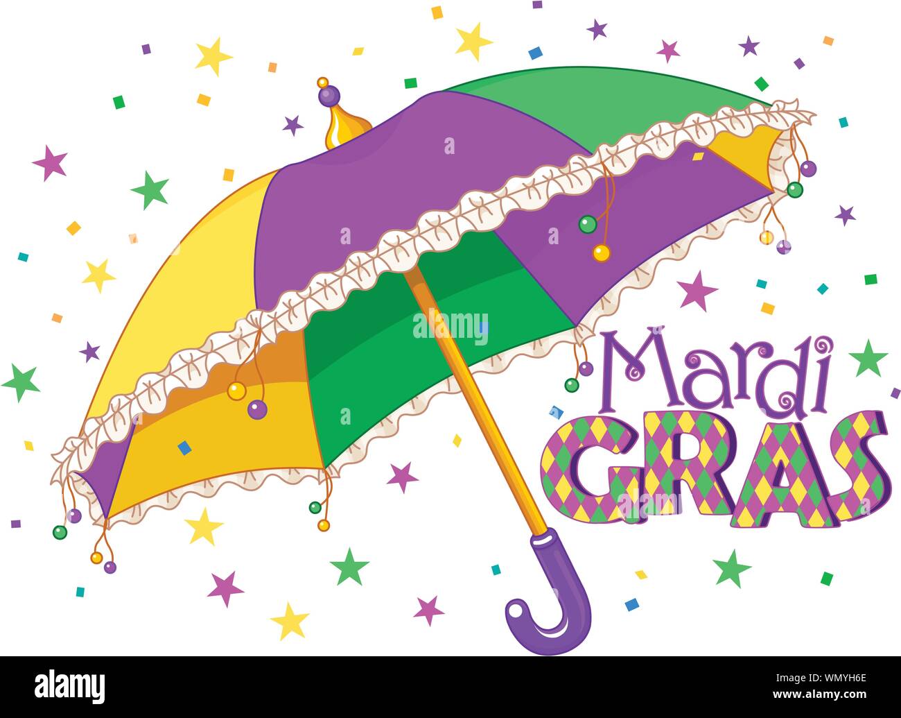 Mardi Gras umbrella Stock Vector