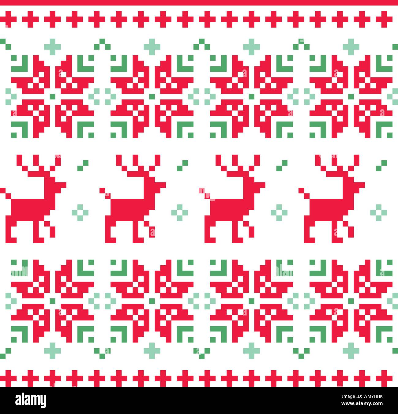 Nordic seamless knitted christmas pattern vector ( red and green ) Stock Vector