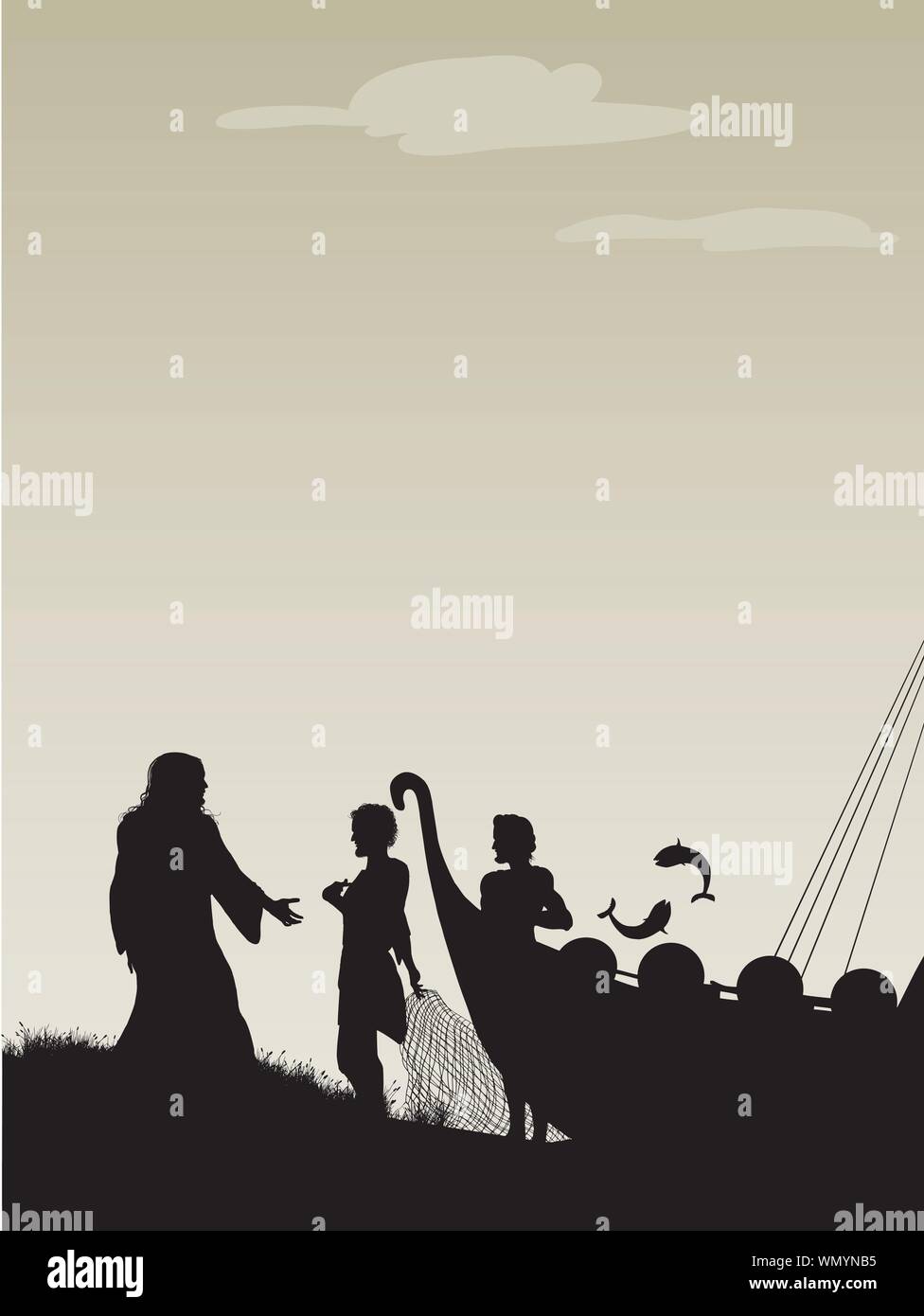 Fishers of men silhouette Stock Vector Images - Alamy