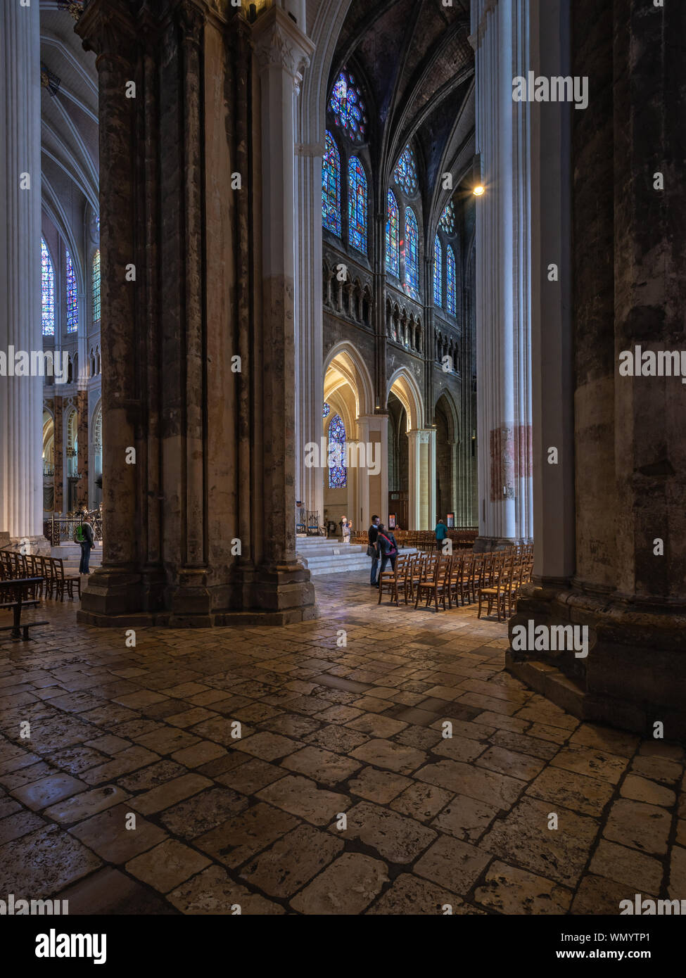 Visitors To Chartres Cathedral Interior France Stock Photo