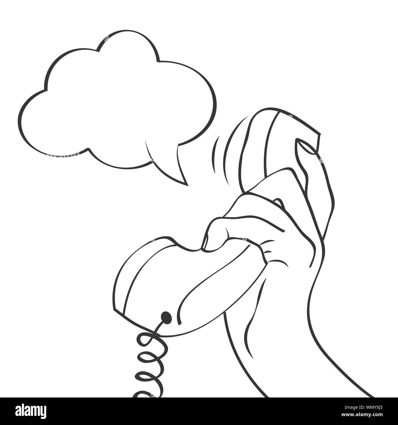 Hand holding a phone, pop art illustration Stock Vector