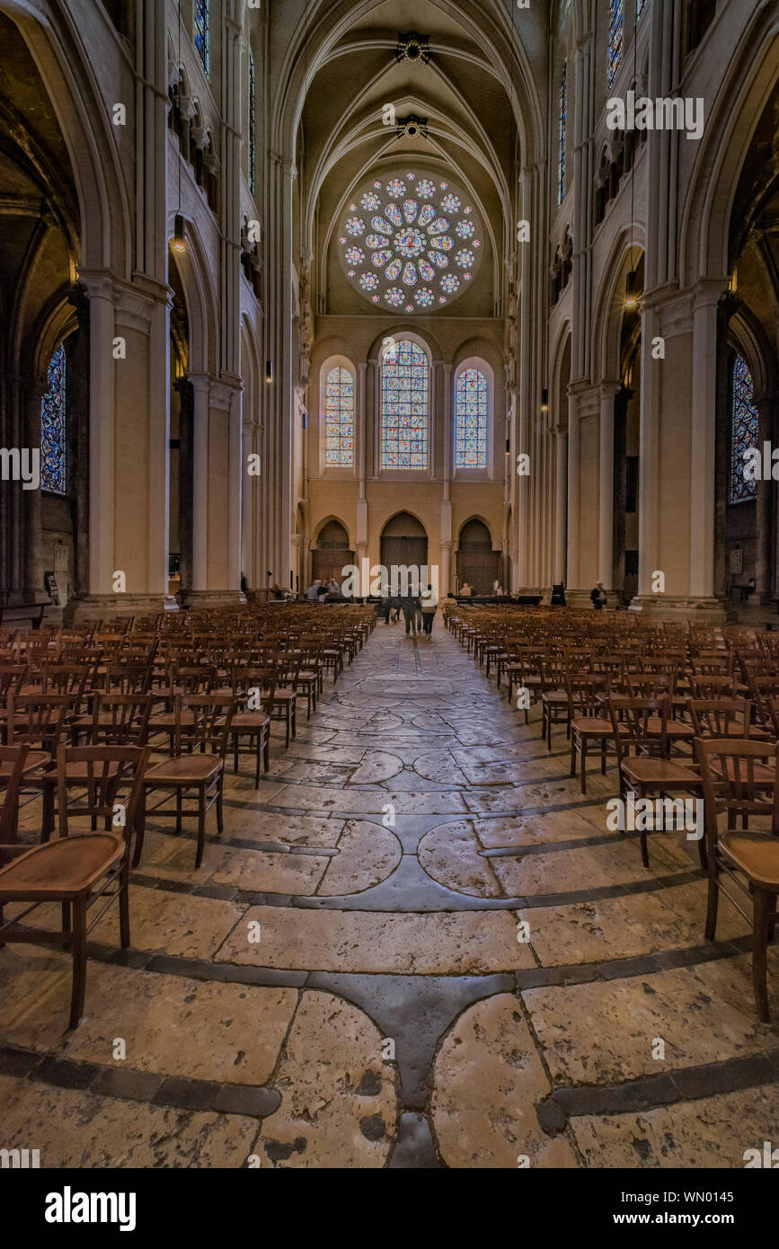 Chartres Cathedral Maze With Chairs Stock Photo 271064197