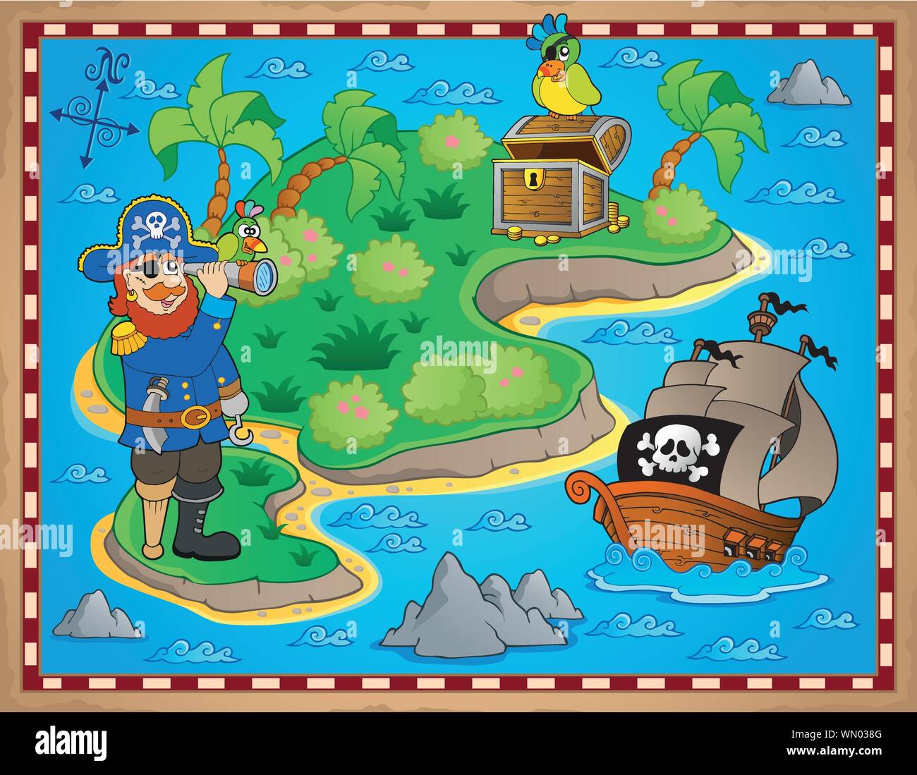 Treasure map topic image 8 Stock Vector