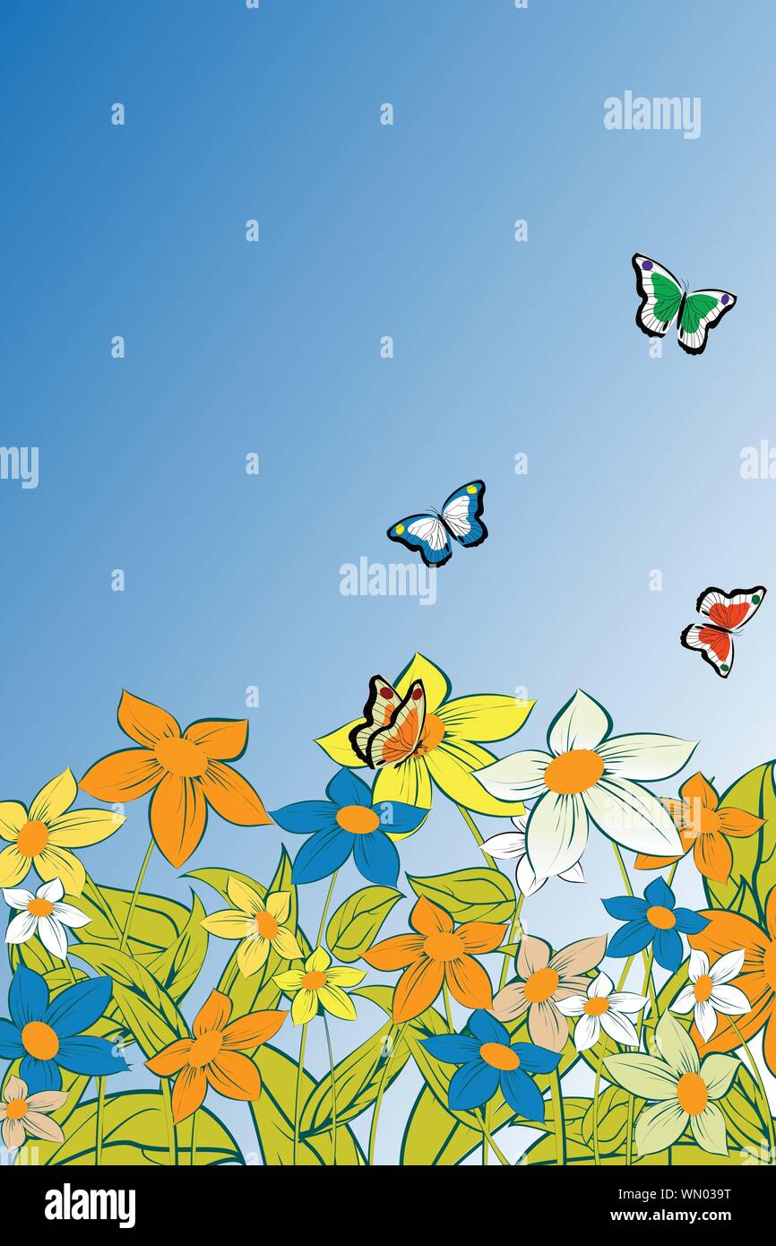 flowers and butterflies Stock Vector Image & Art - Alamy