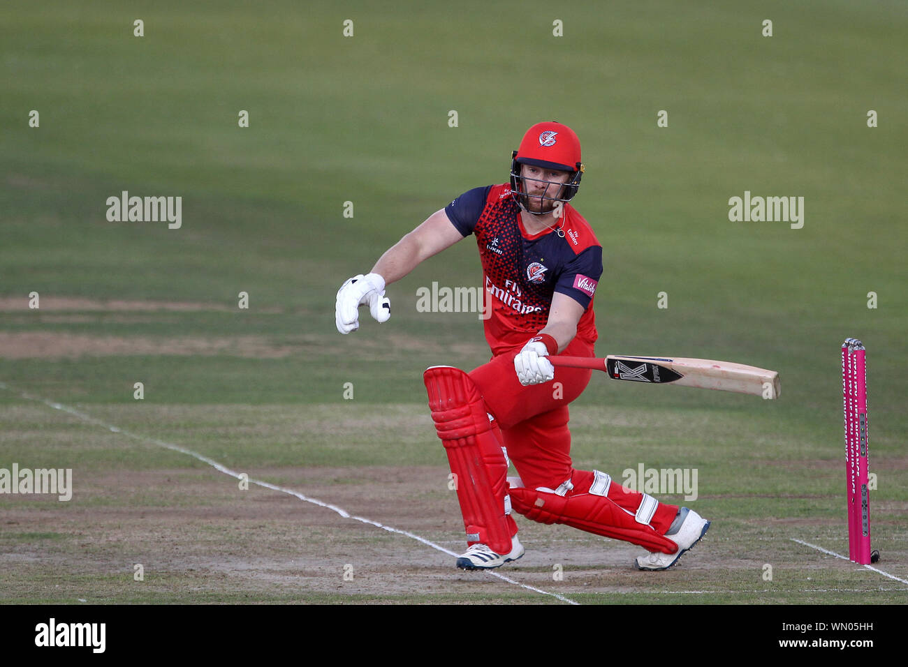 CHESTER LE STREET, ENGLAND SEPT 4TH Steven Croft of Lancashire Lightning batting during the Vitality Blast T20 match between Lancashire and Essex at Emirates Riverside, Chester le Street on Wednesday 4th September 2019. (Credit: Mark Fletcher | MI News) Stock Photo