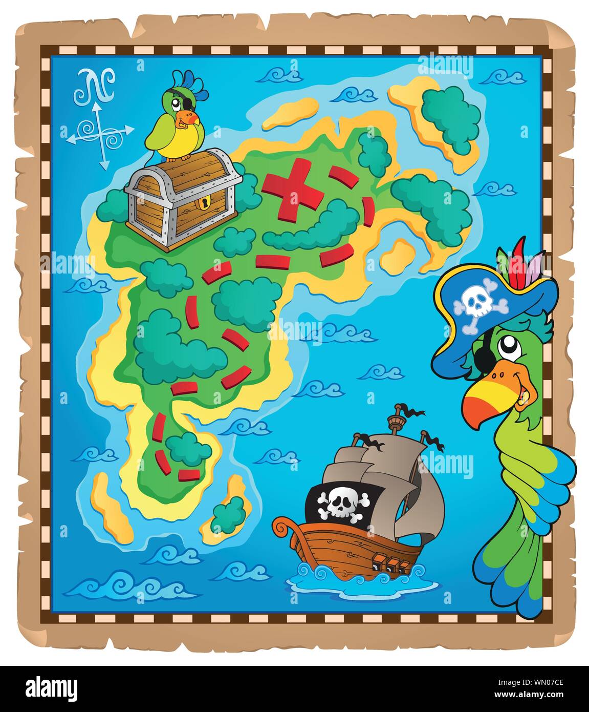 Treasure map topic image 9 Stock Vector