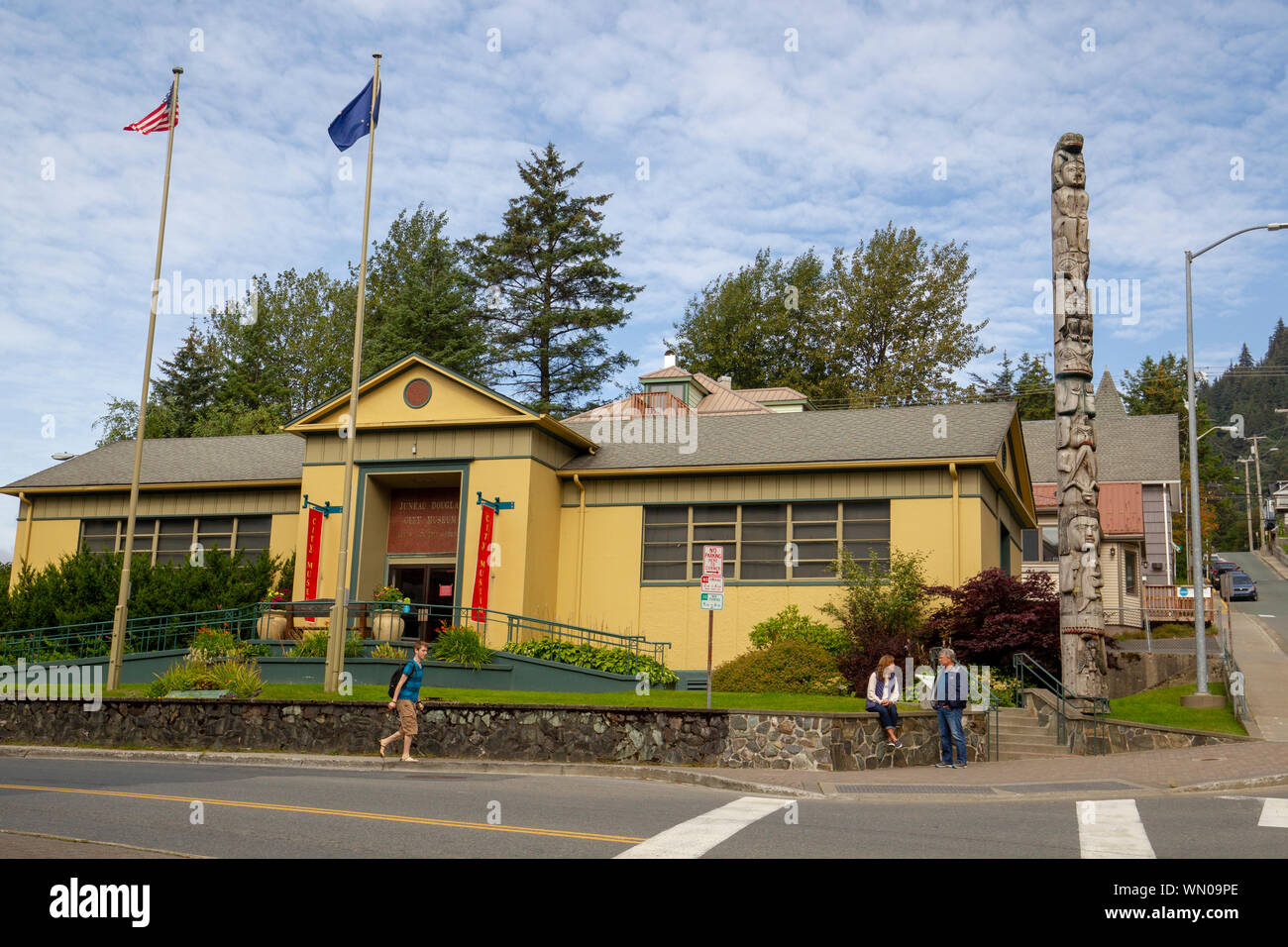 Juneau-Douglas City Museum in Juneau, Alaska is located at the corner of 4th and Main, opposite the Alaska State Capitol in Juneau, Alaska. Stock Photo