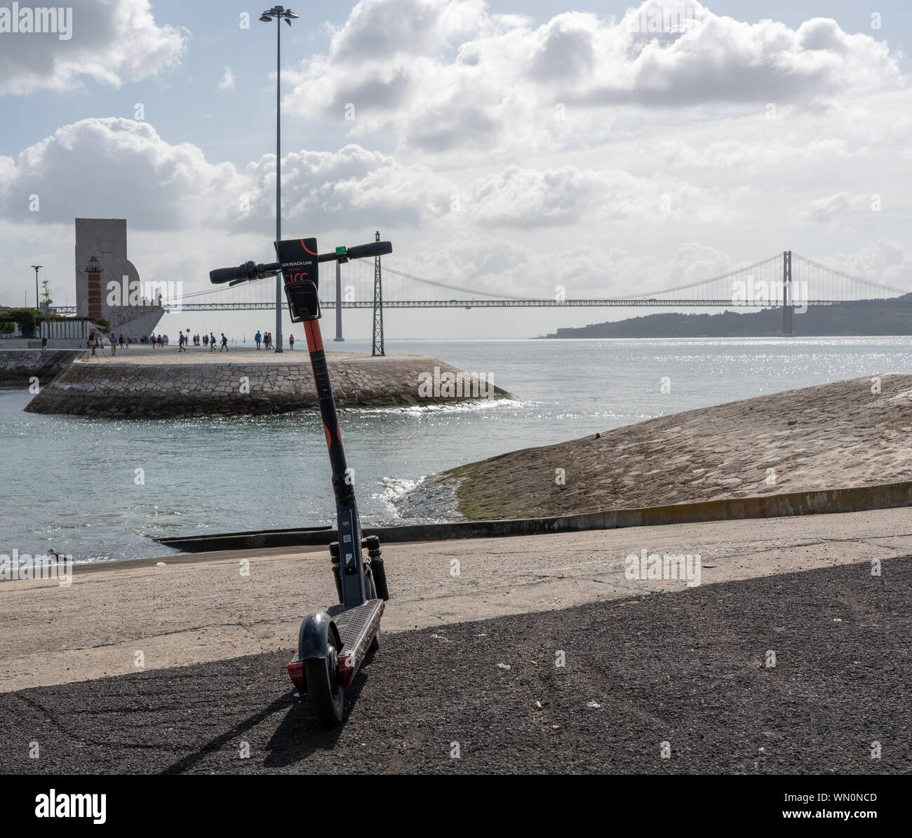 Circ electric scooter in Lisbon by the Belem Tower Stock Photo