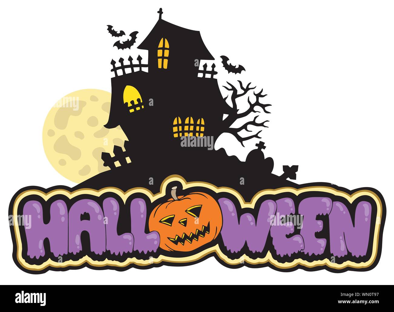 halloween-sign-with-haunted-house-stock-vector-image-art-alamy