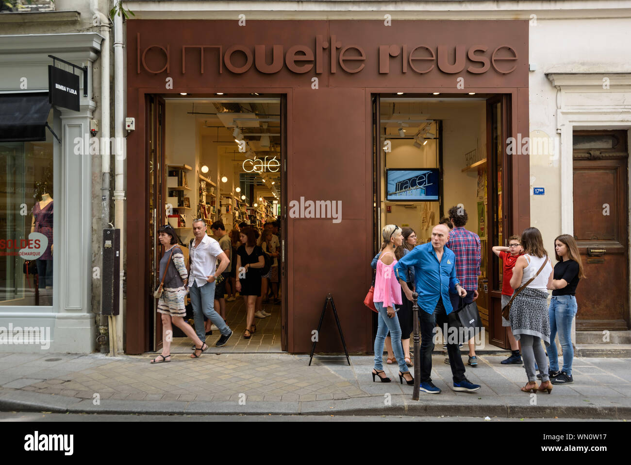 Paris, Bookshop La Mouette Rieuse Stock Photo