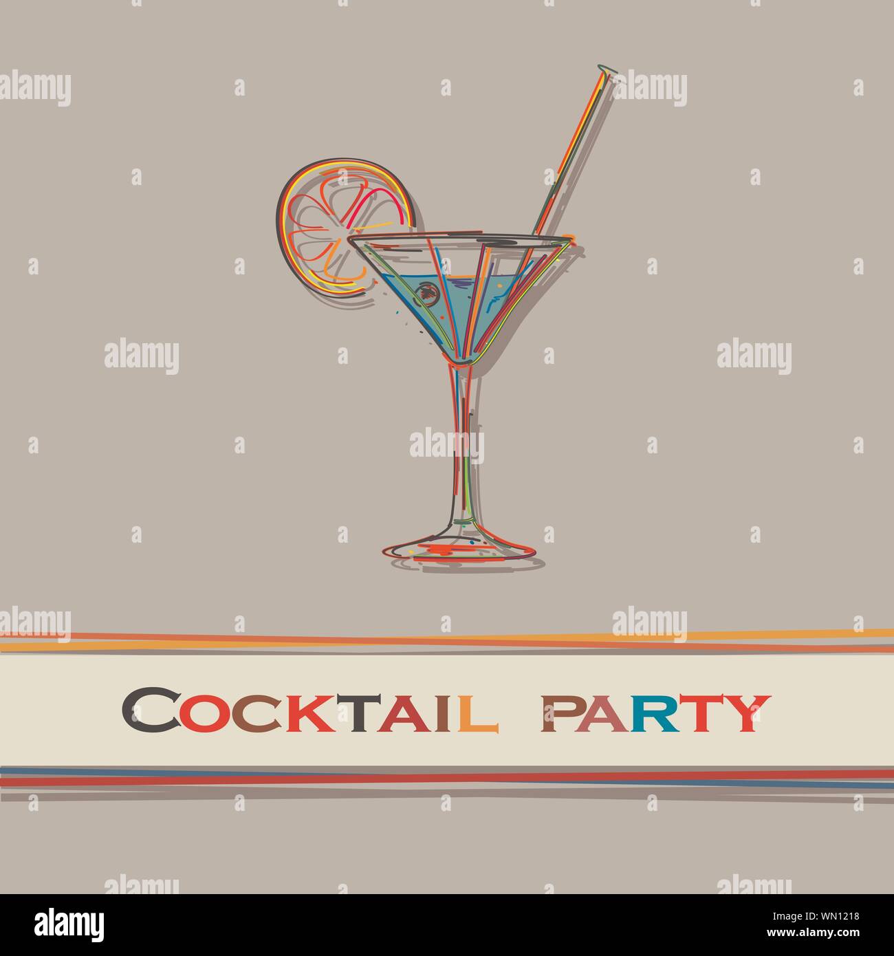 Blue line cocktail logo design Stock Vector Images Alamy