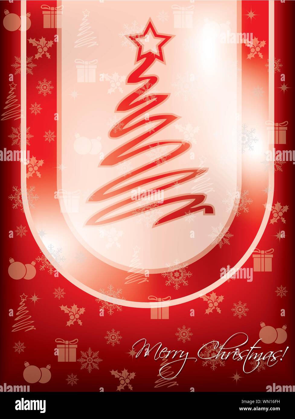 Red christmas greeting card design with tree Stock Vector Image &amp; Art - Alamy