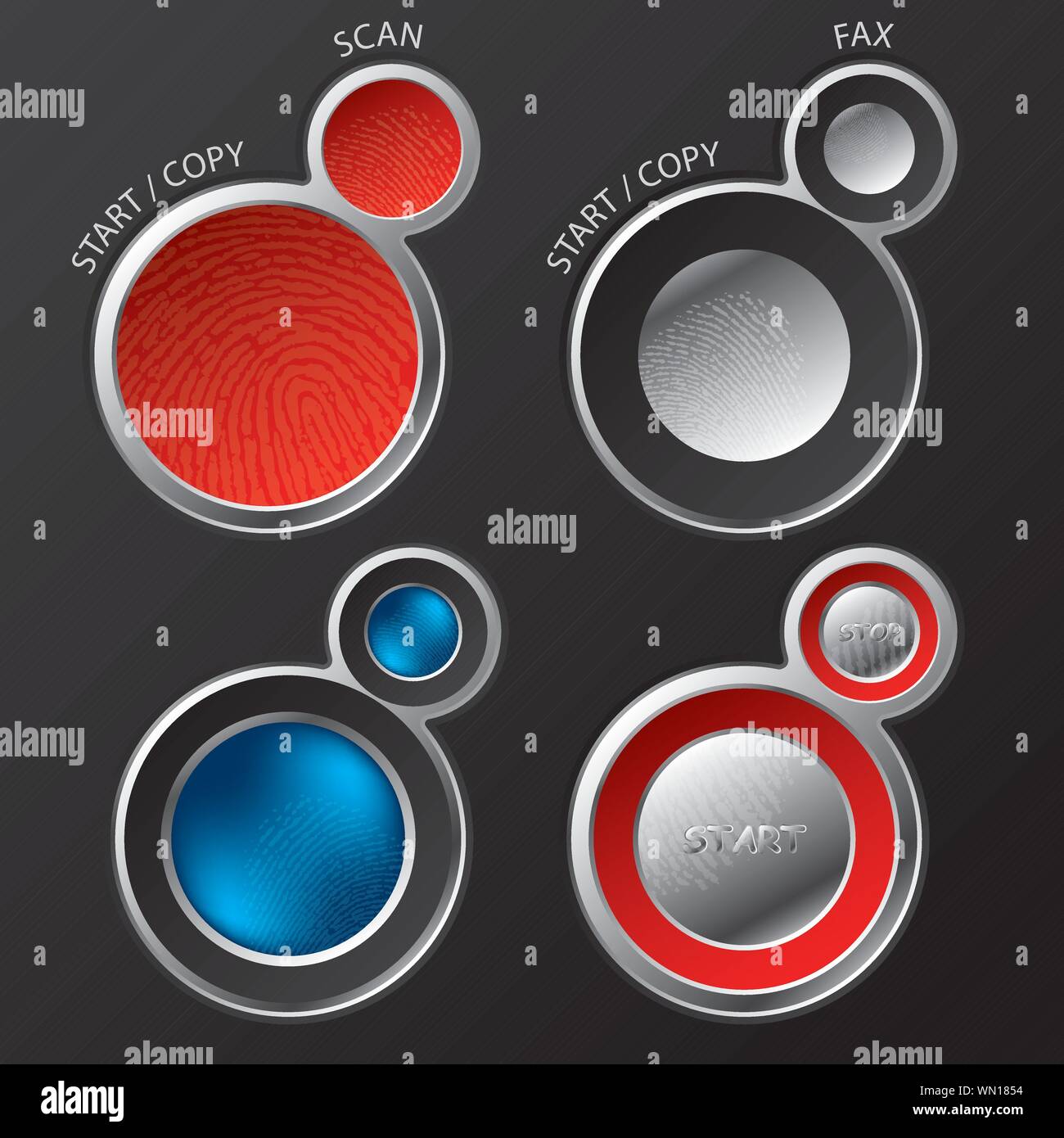 Button sets for scanners/copiers Stock Vector