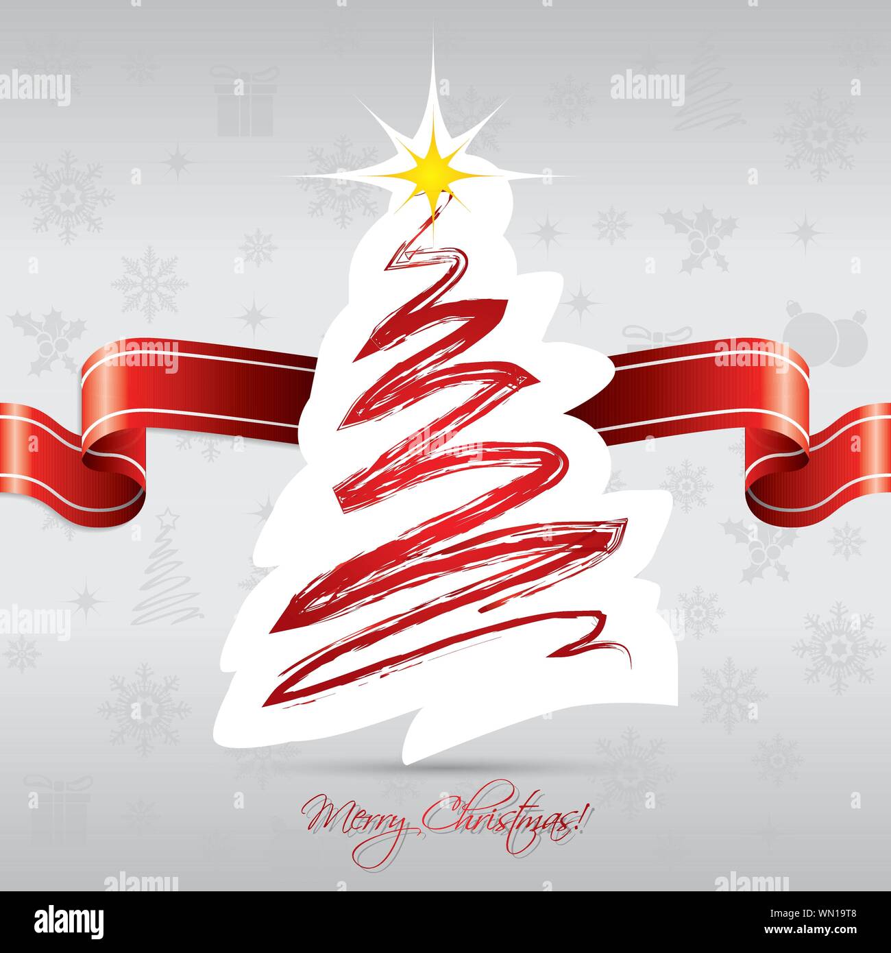 Christmas tree card with red ribbon Stock Vector Image &amp; Art - Alamy