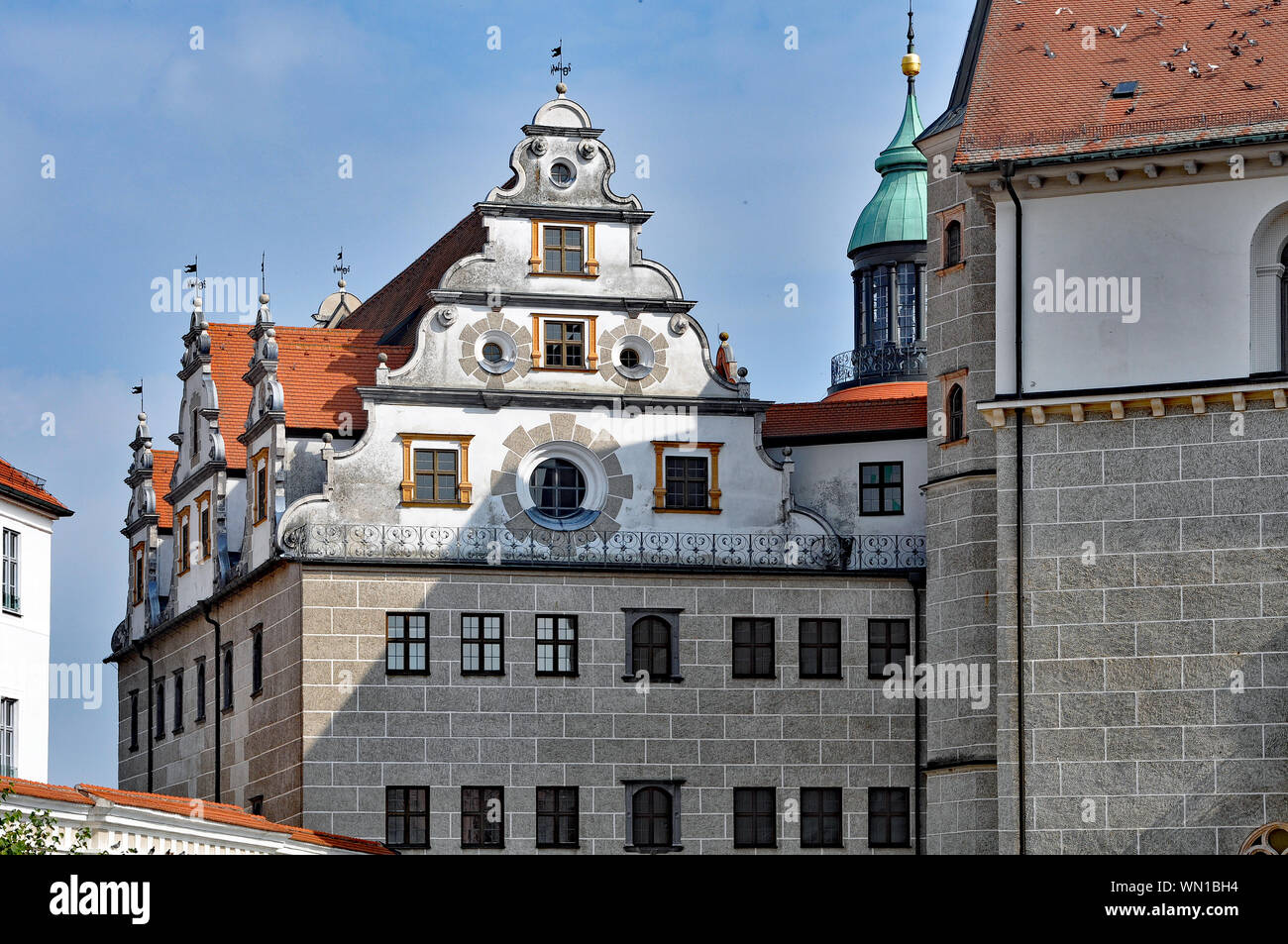 Low Angle View Of Historic Buildings At Neuburg An Der Donau Stock Photo