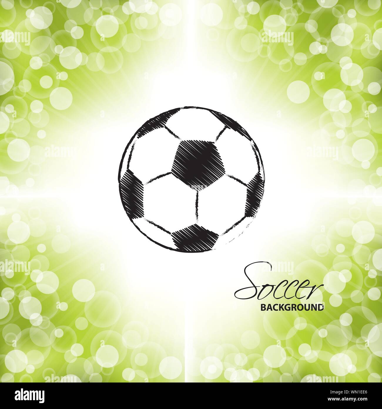 Soccer ball on green and white background Stock Vector Image & Art - Alamy