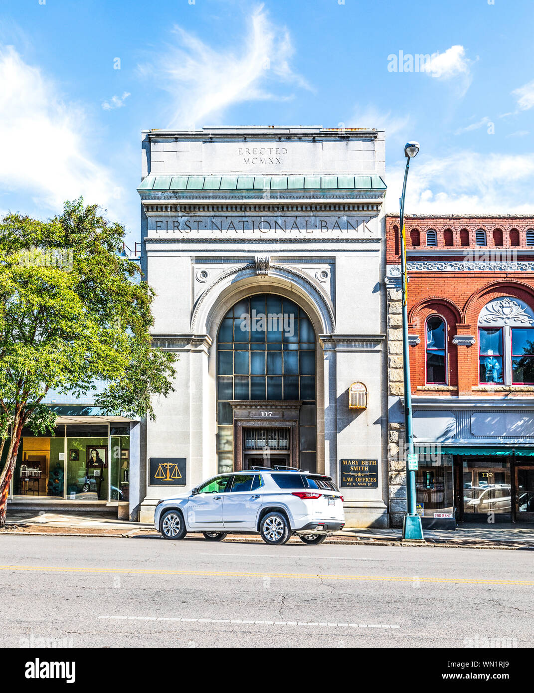 SALISBURY, NC, USA-1 SEPTEMBER 2019: The original First National Bank building in Salisbury, constructed in 1920. Stock Photo