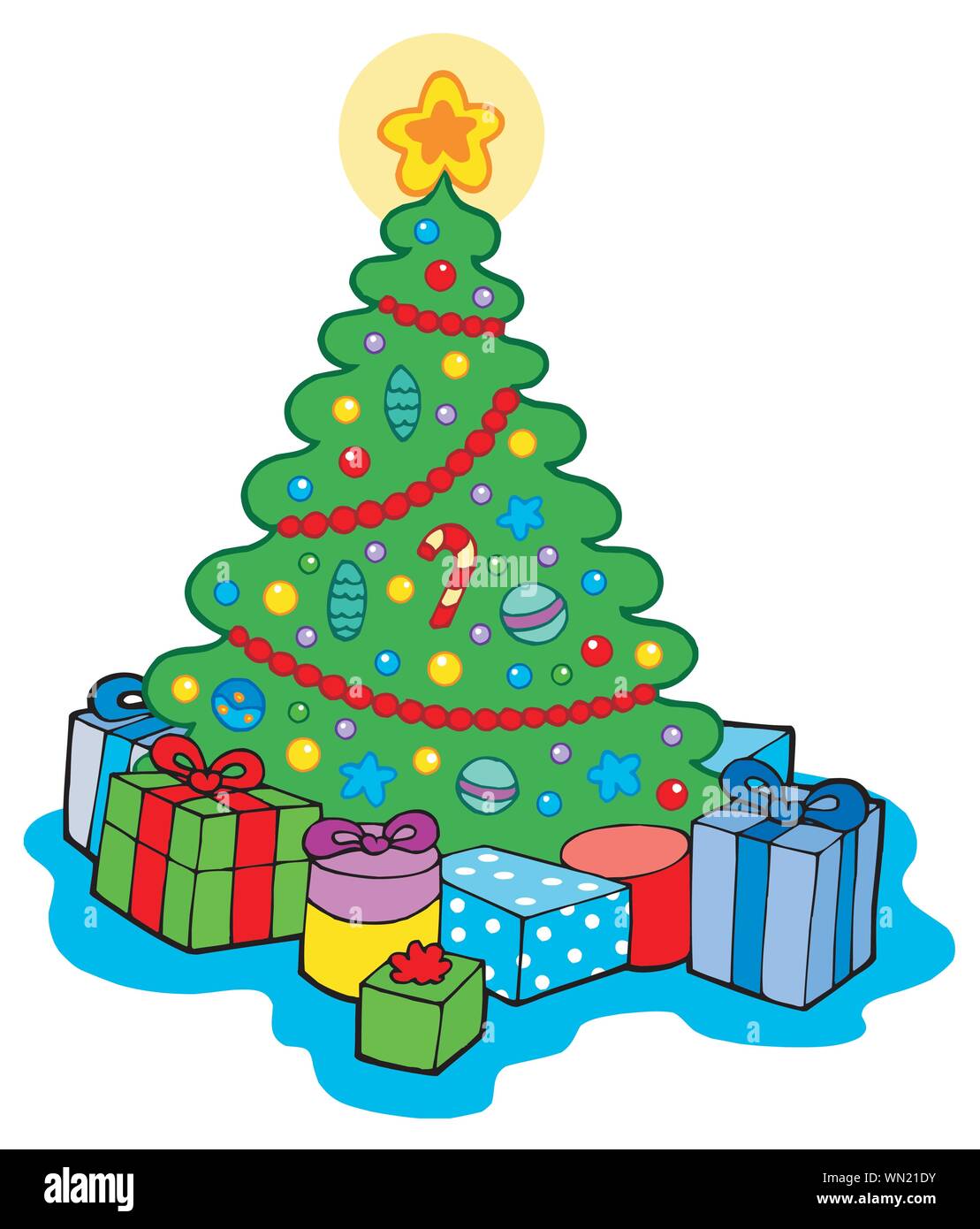 Christmas tree with gifts Stock Vector Image & Art - Alamy