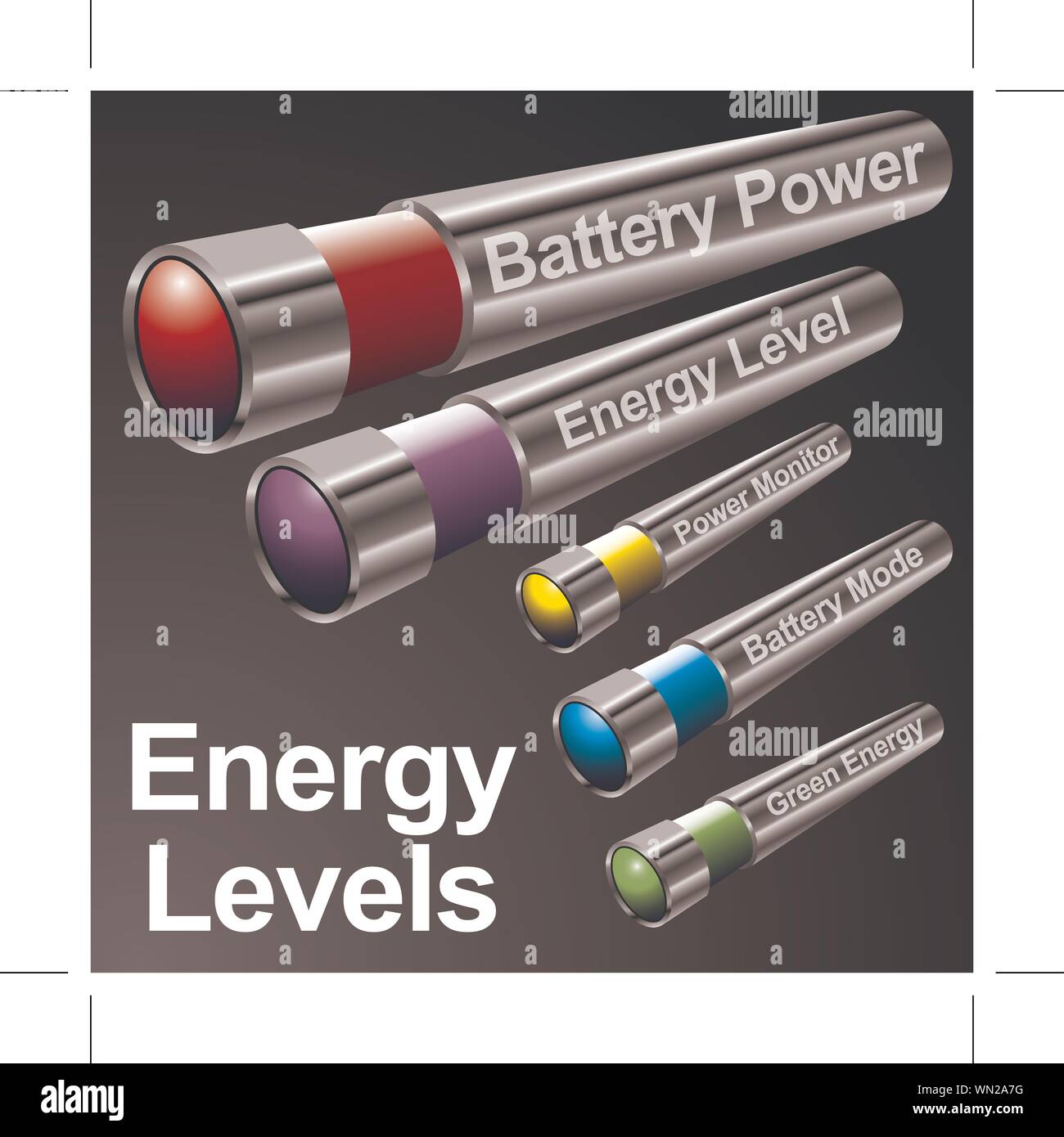 Energy Battery Menu Bars Stock Vector