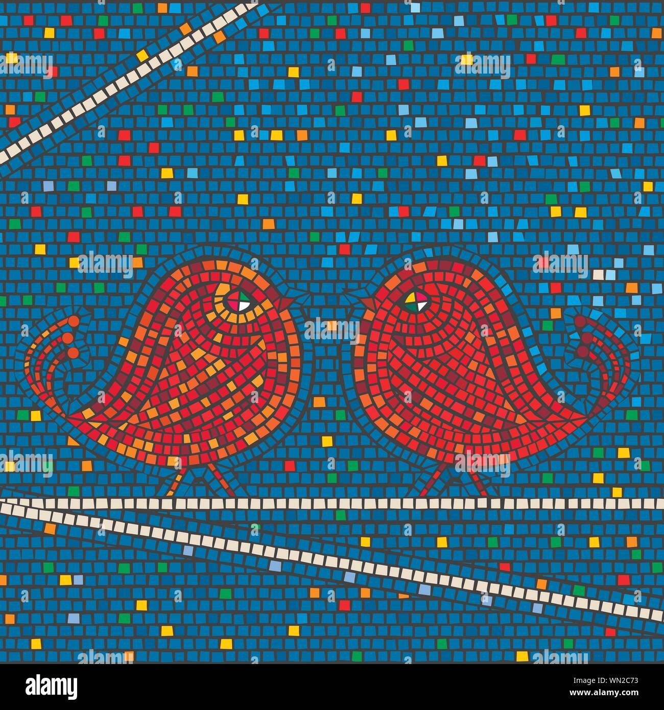 Mosaic birds Stock Vector