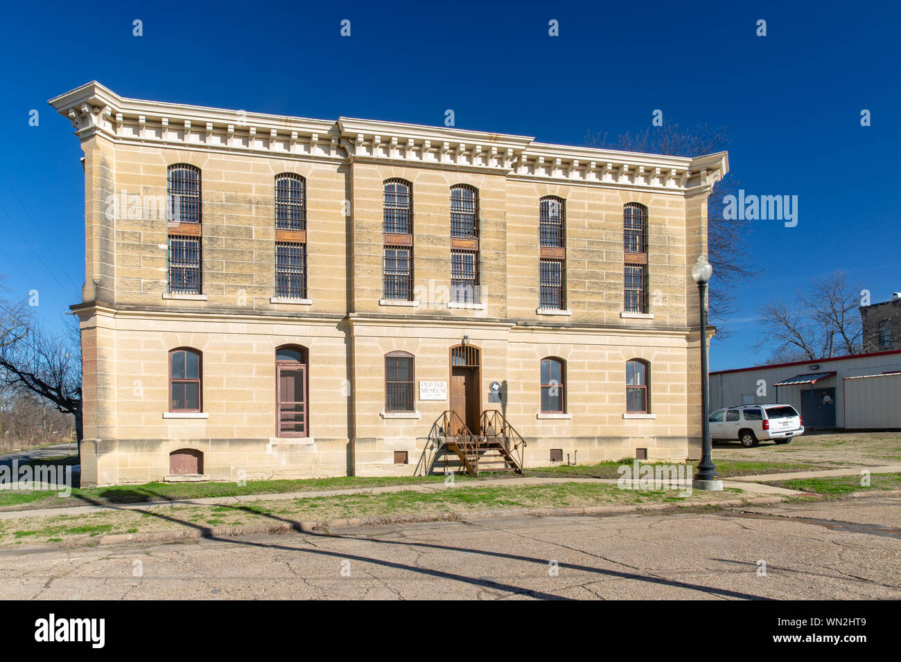 The historic Red River county courthouse in Clarksville, Texas.  It was completed in 1889 and is a Texas Historic Landmark. Stock Photo