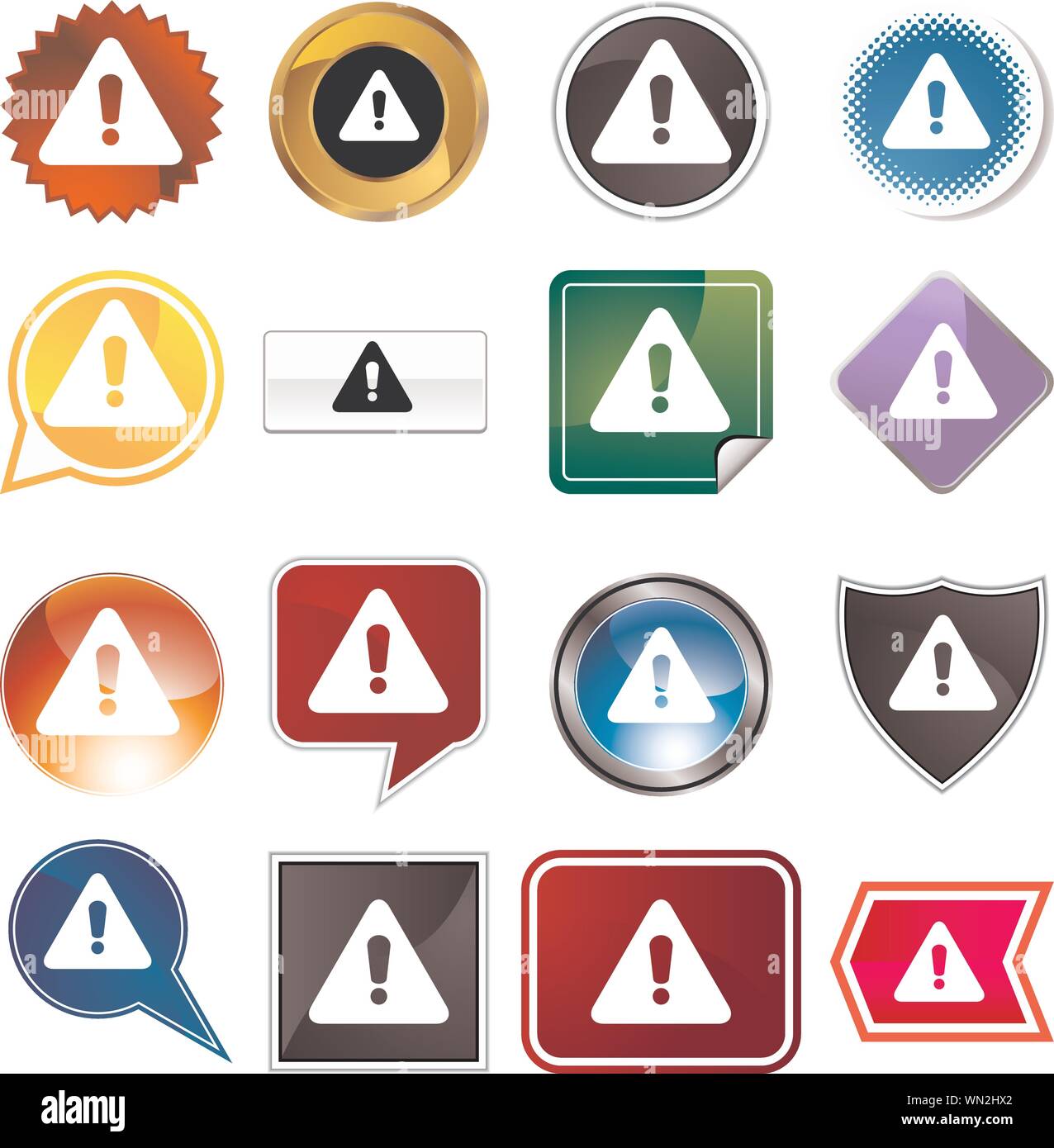 Exclamation point triangle button Stock Vector Images - Alamy