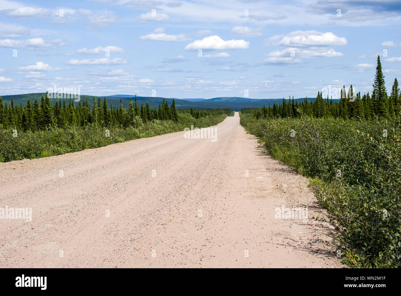 Remote gravel sections of the Trans-Labrador highway Stock Photo