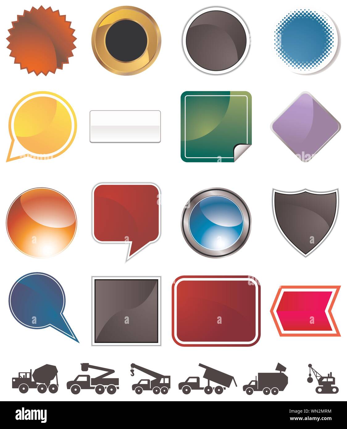 Construction and Garbage Trucks - Variety Set Stock Vector