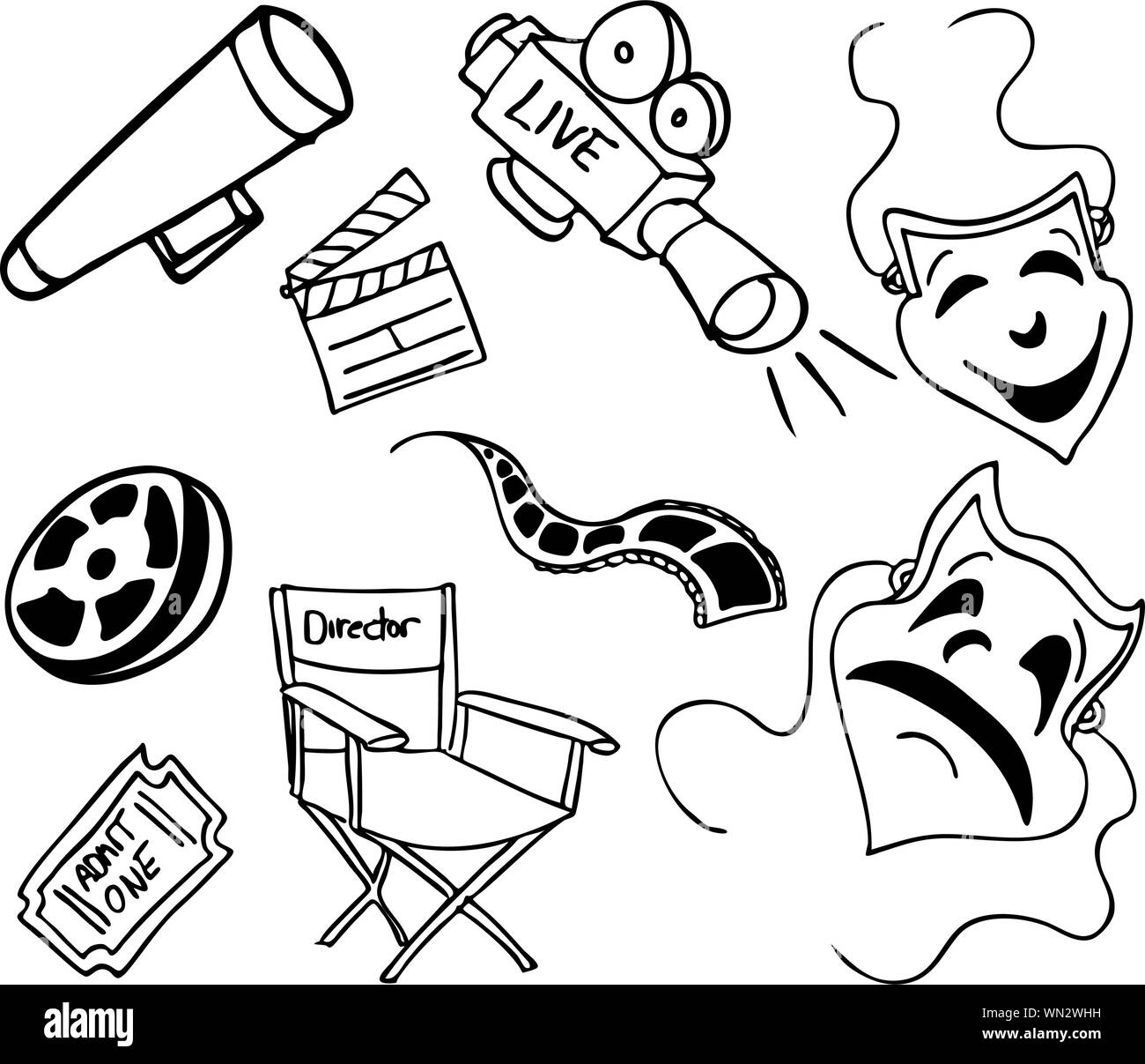 Movie Item Doodles Stock Vector