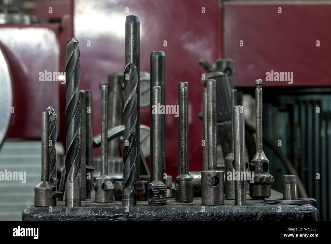 Close-up Of Tools Arranged In Factory Stock Photo