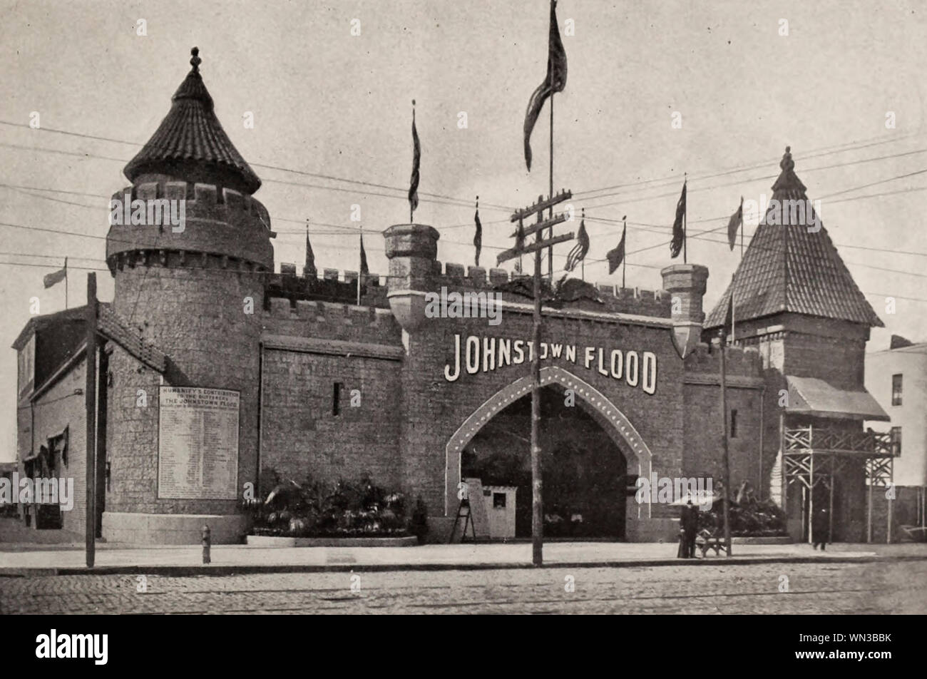 Johnstown Flood Exhibit - Coney Island, NY, circa 1904 Stock Photo