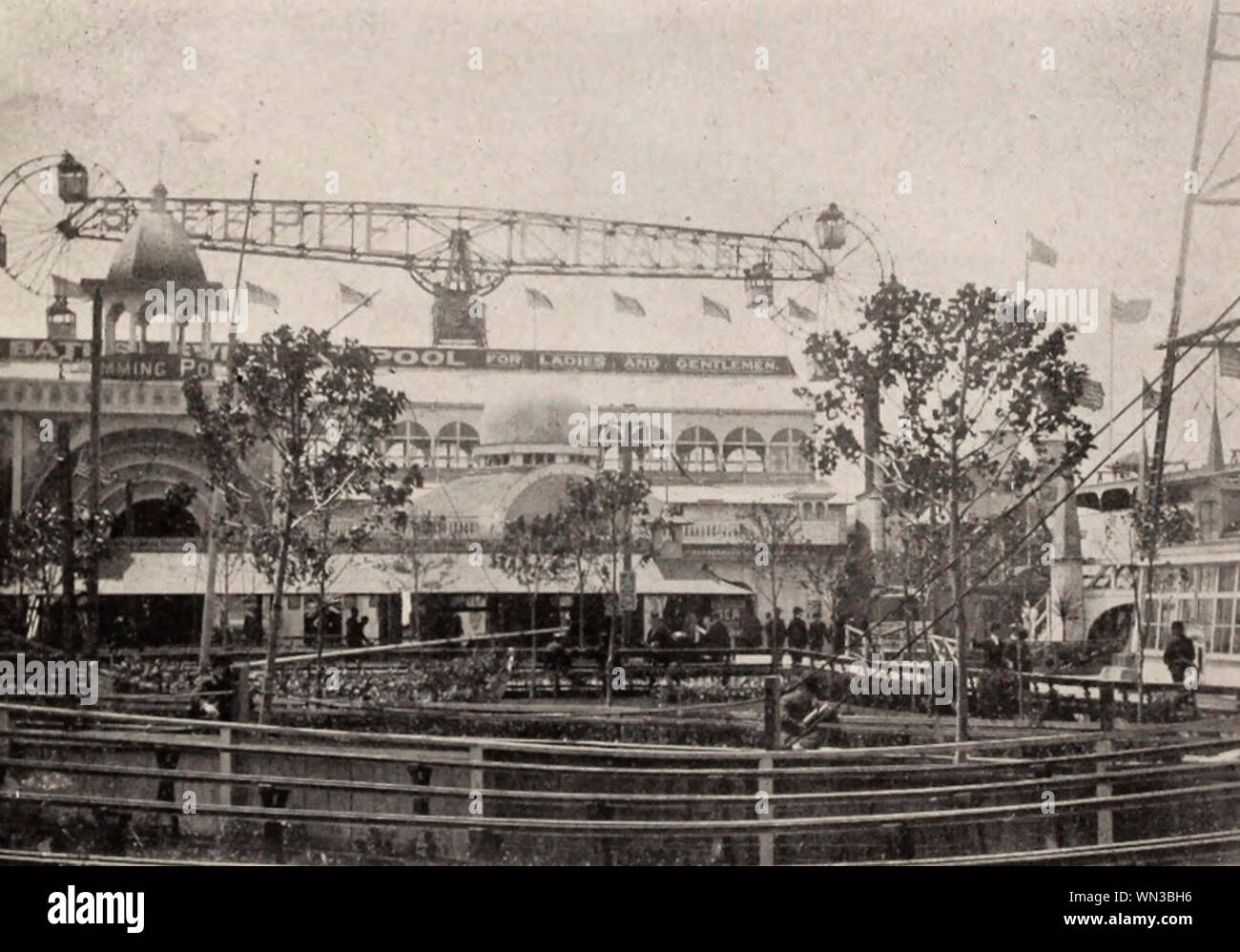 INFINITE PHOTOGRAPHS 1904 Photo in Steeplechase Park Ghost House; Ride in backgrd. N.Y Coney Island
