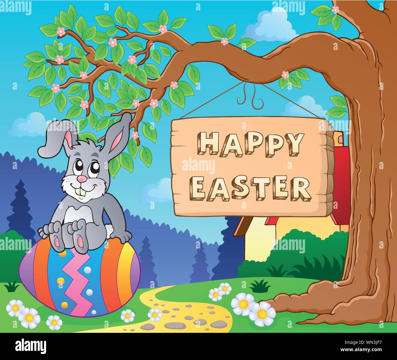 Image with Easter bunny and sign 7 Stock Vector Image & Art - Alamy
