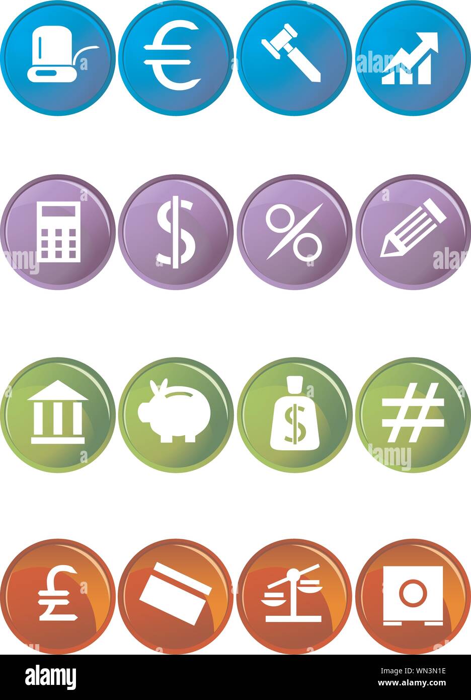 Banking Buttons - 4 Color Stock Vector