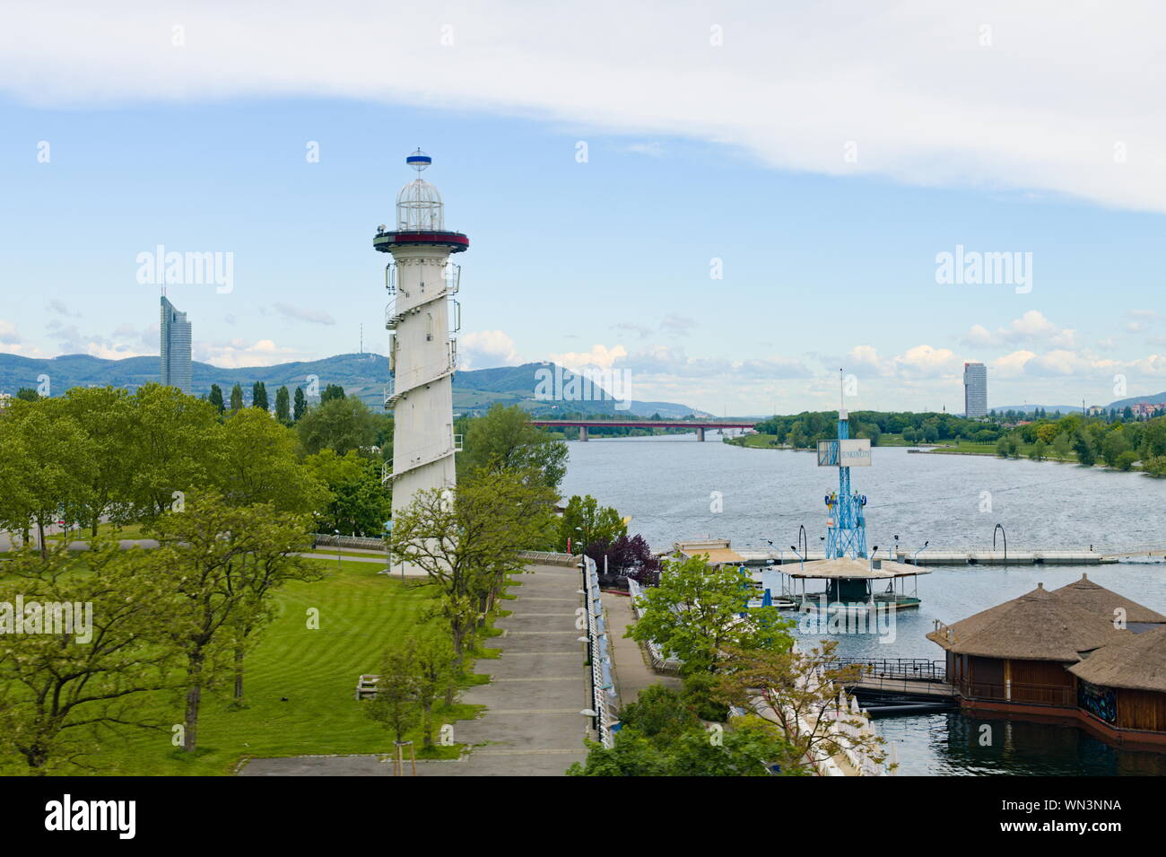 Lighthouse on the Donauinsel (Danube Island) Stock Photo