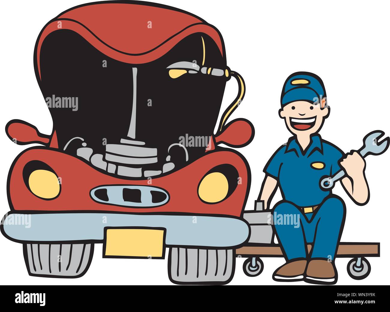 Auto Mechanic Car Hood Stock Vector Image & Art Alamy