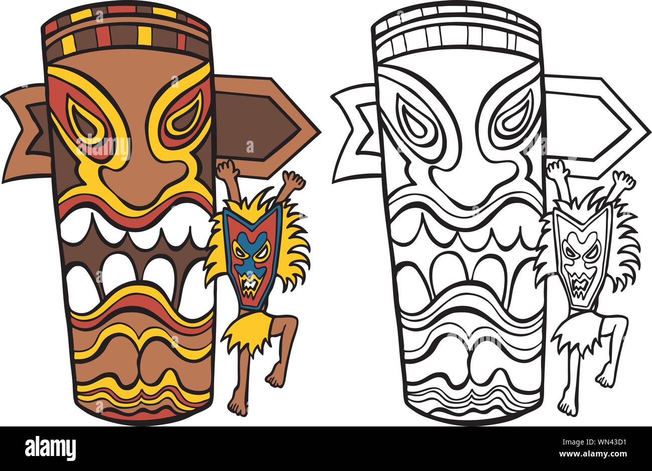Witch Doctor with Totem Pole Stock Vector Image & Art - Alamy