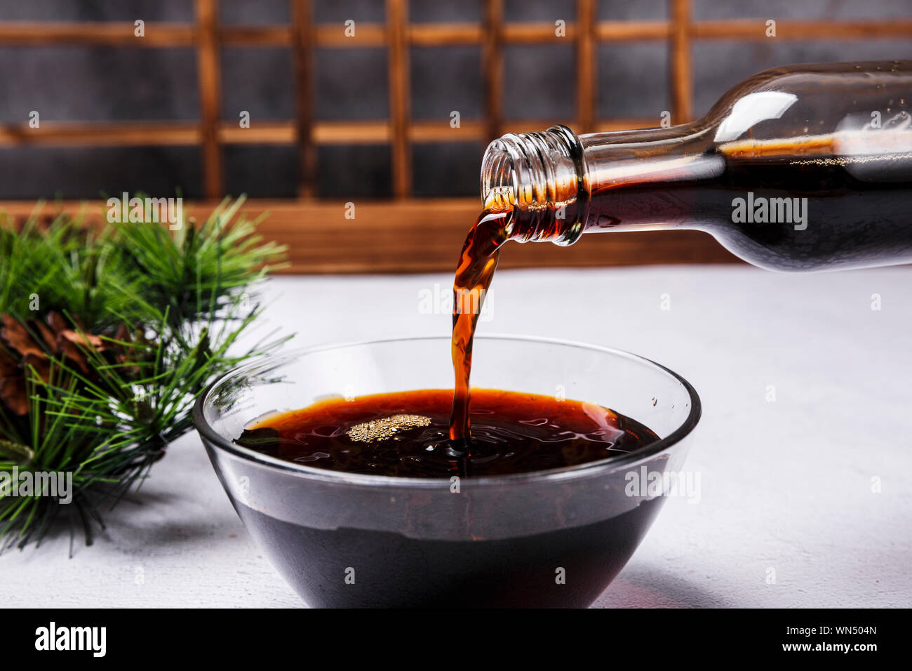 Concept of Korean traditional sauces, soy sauce, soybean paste and red