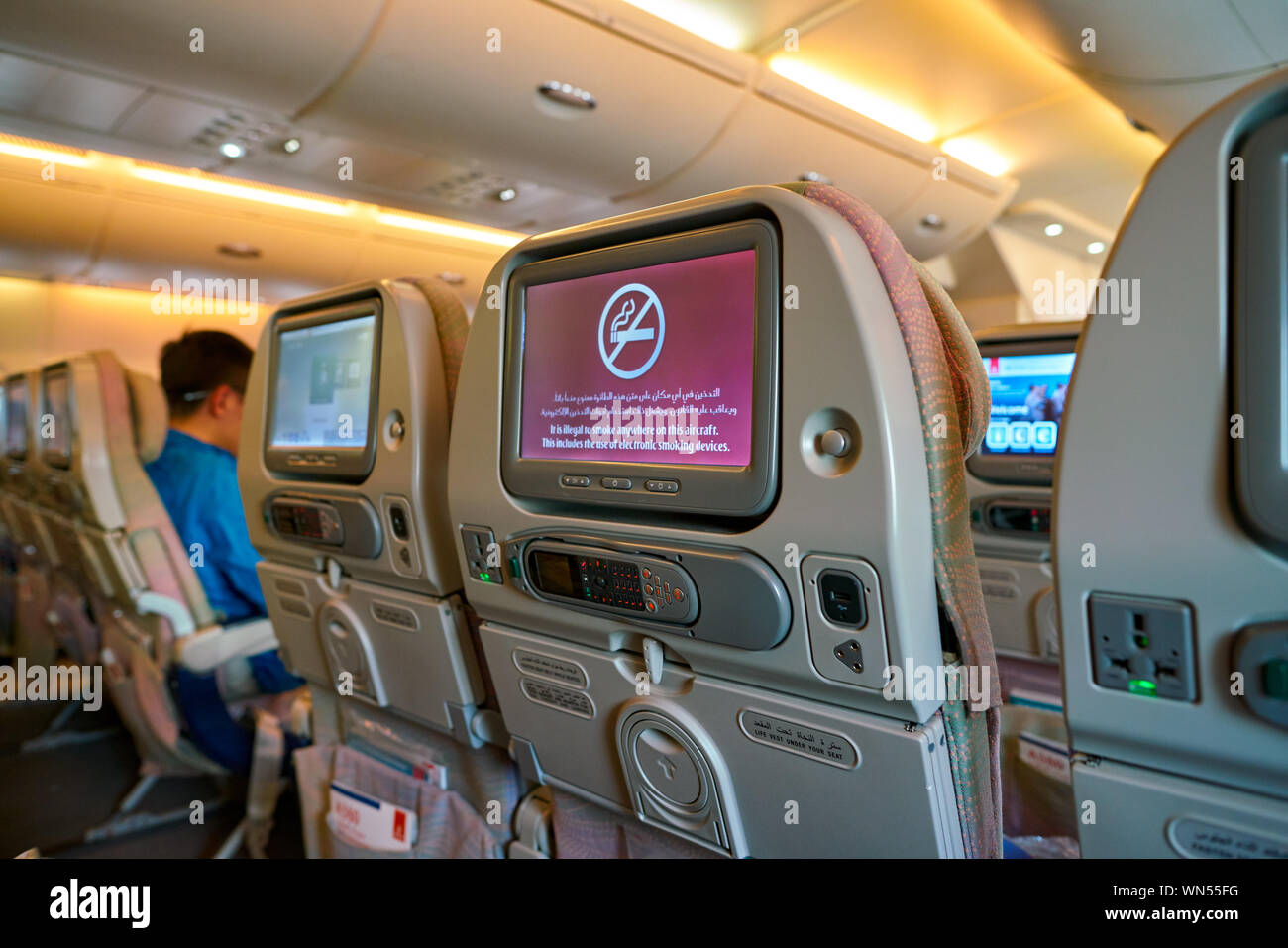 HONG KONG, CHINA - CIRCA FEBRUARY, 2019: interior shot of lower deck in Emirates  Airbus A380 Stock Photo - Alamy