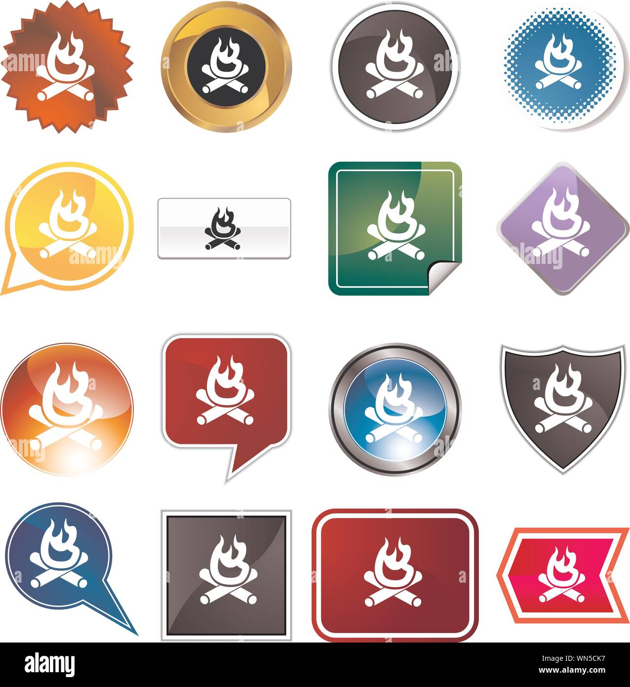 Campfire Variety Set Stock Vector