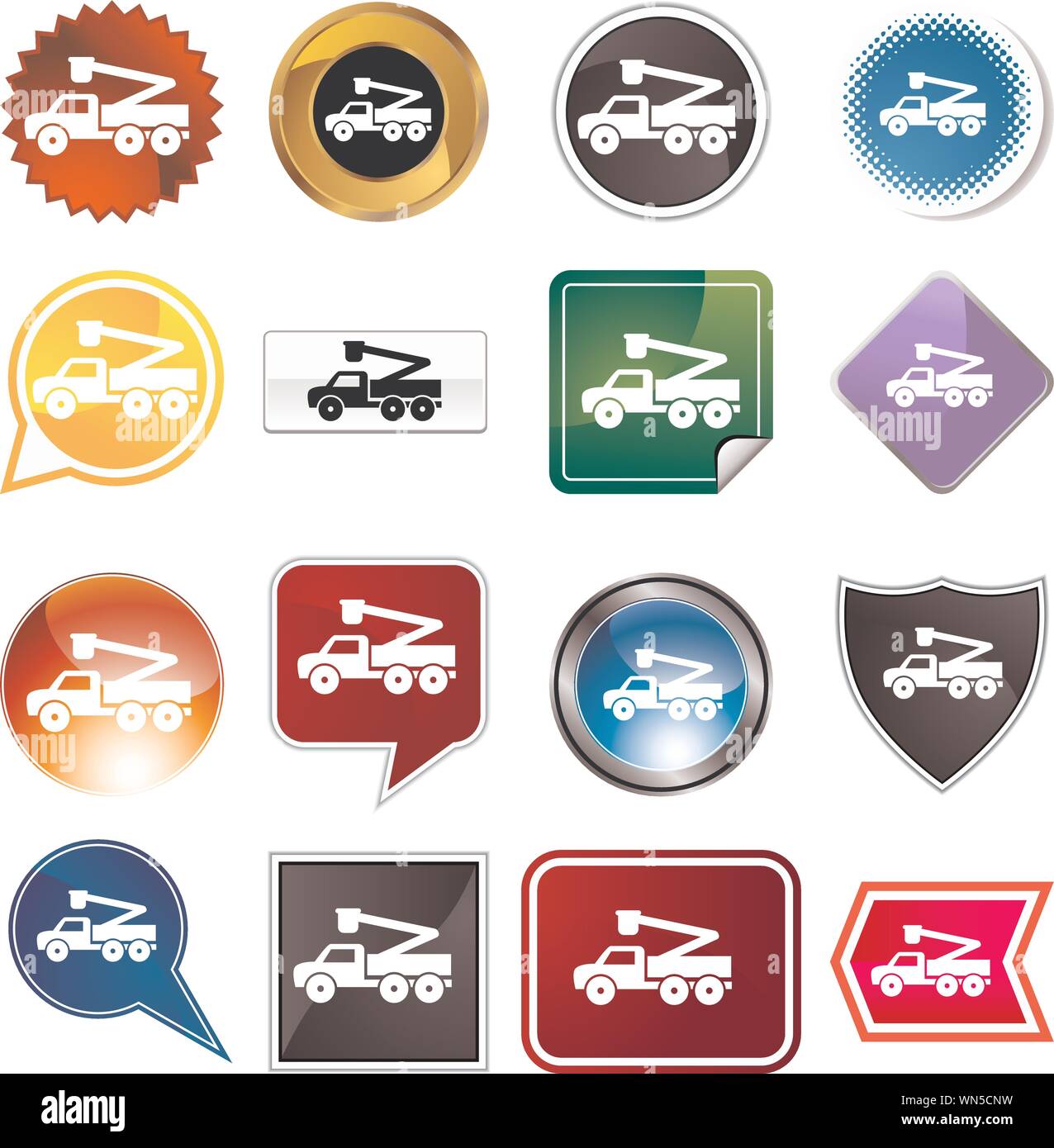 Crane Lift Truck Icon Set Stock Vector Image & Art - Alamy