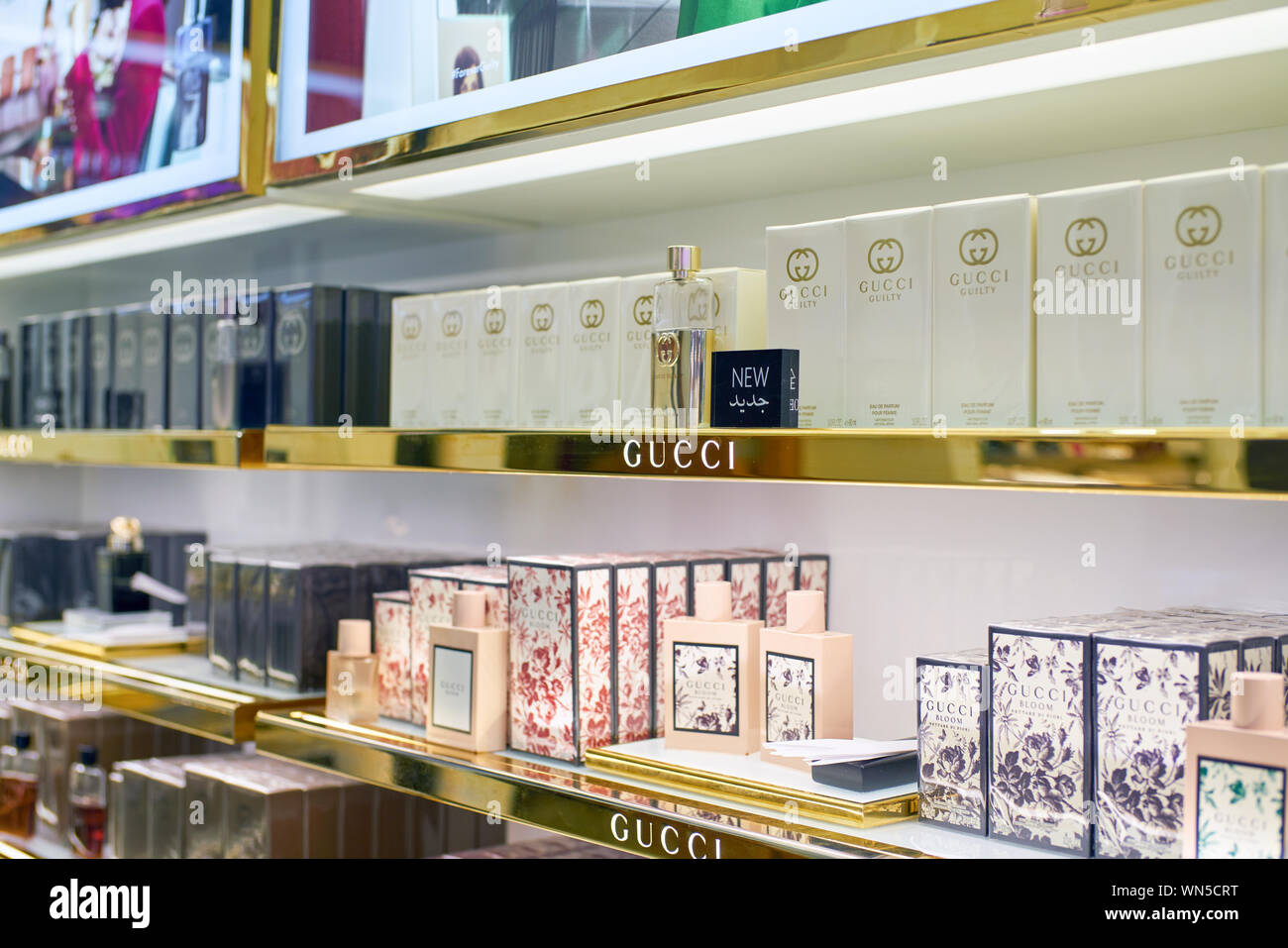 DUBAI, UAE - CIRCA JANUARY 2019: Interior Shot Of Gucci Store In