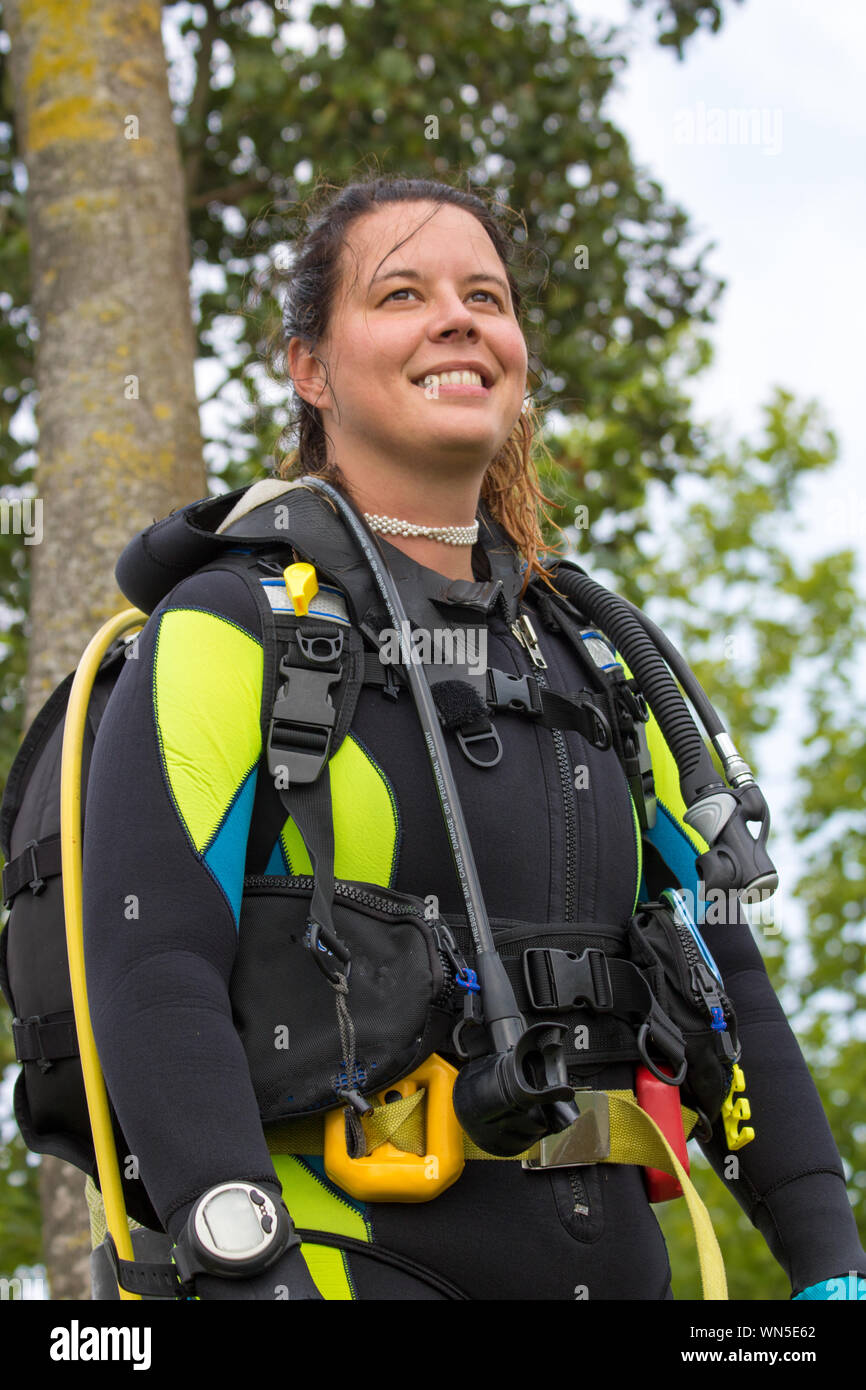 Smiling Young Skydiver Looking Away Stock Photo