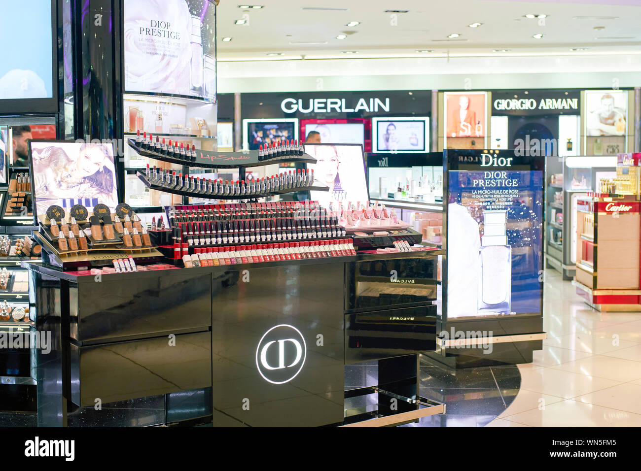 DUBAI, UAE - CIRCA FEBRUARY, 2019: Dior makeup products on display at ...