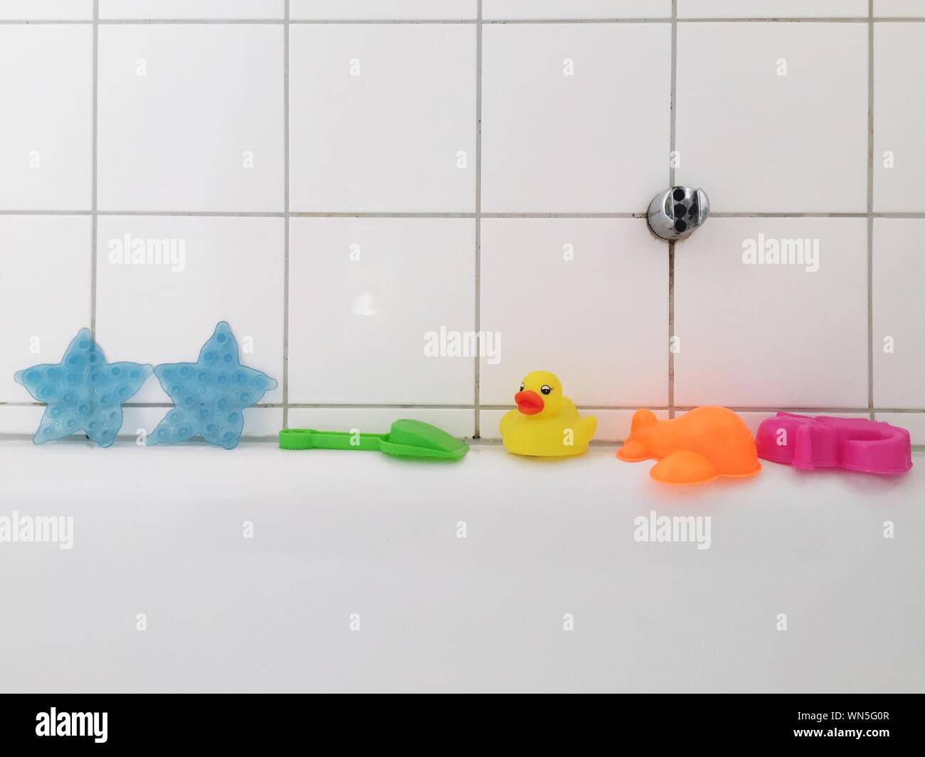 Bathtub Toys In Bathroom Stock Photo Alamy