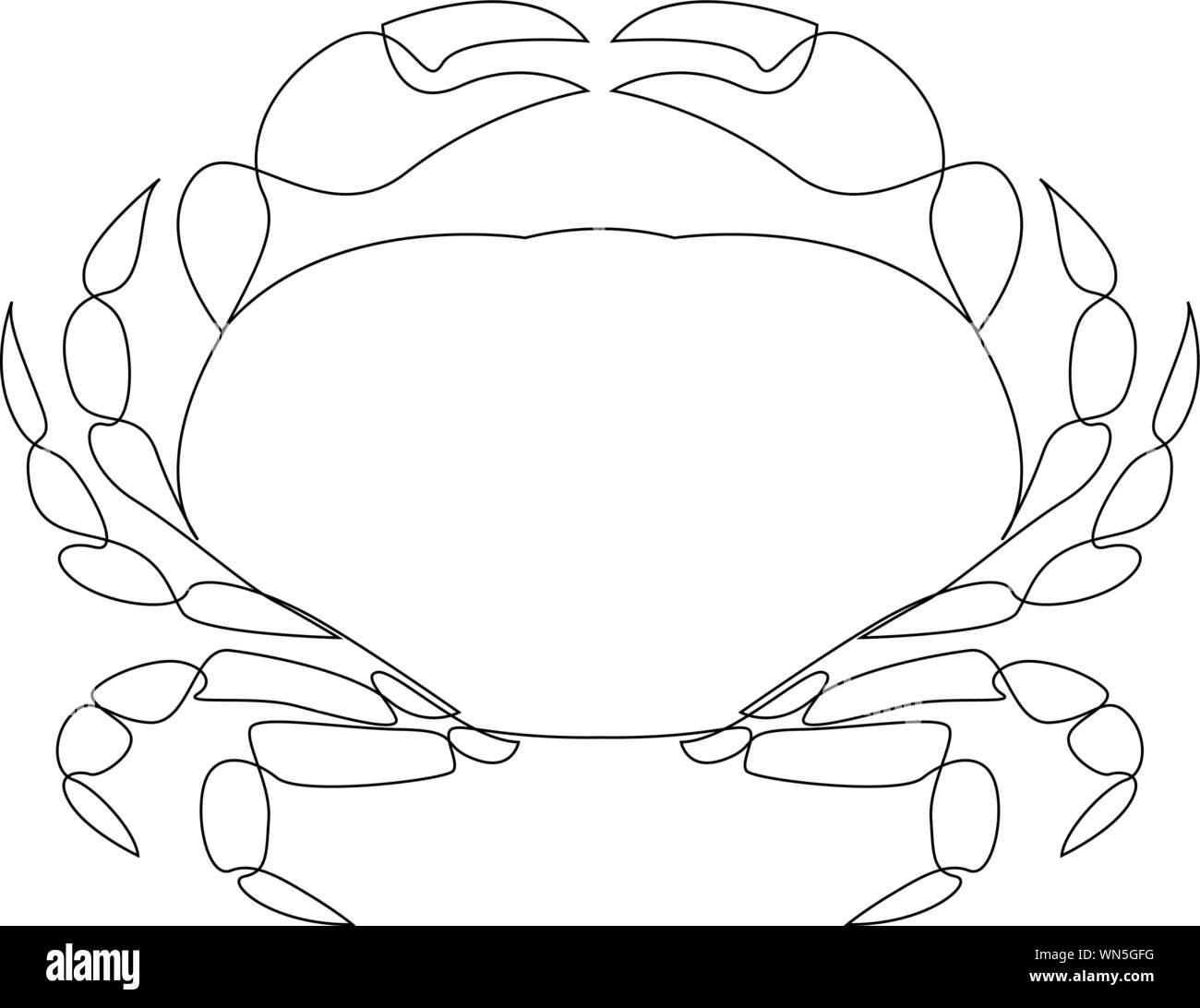 Crab illustration drawn by one line. Minimalist style vector illustration Stock Vector