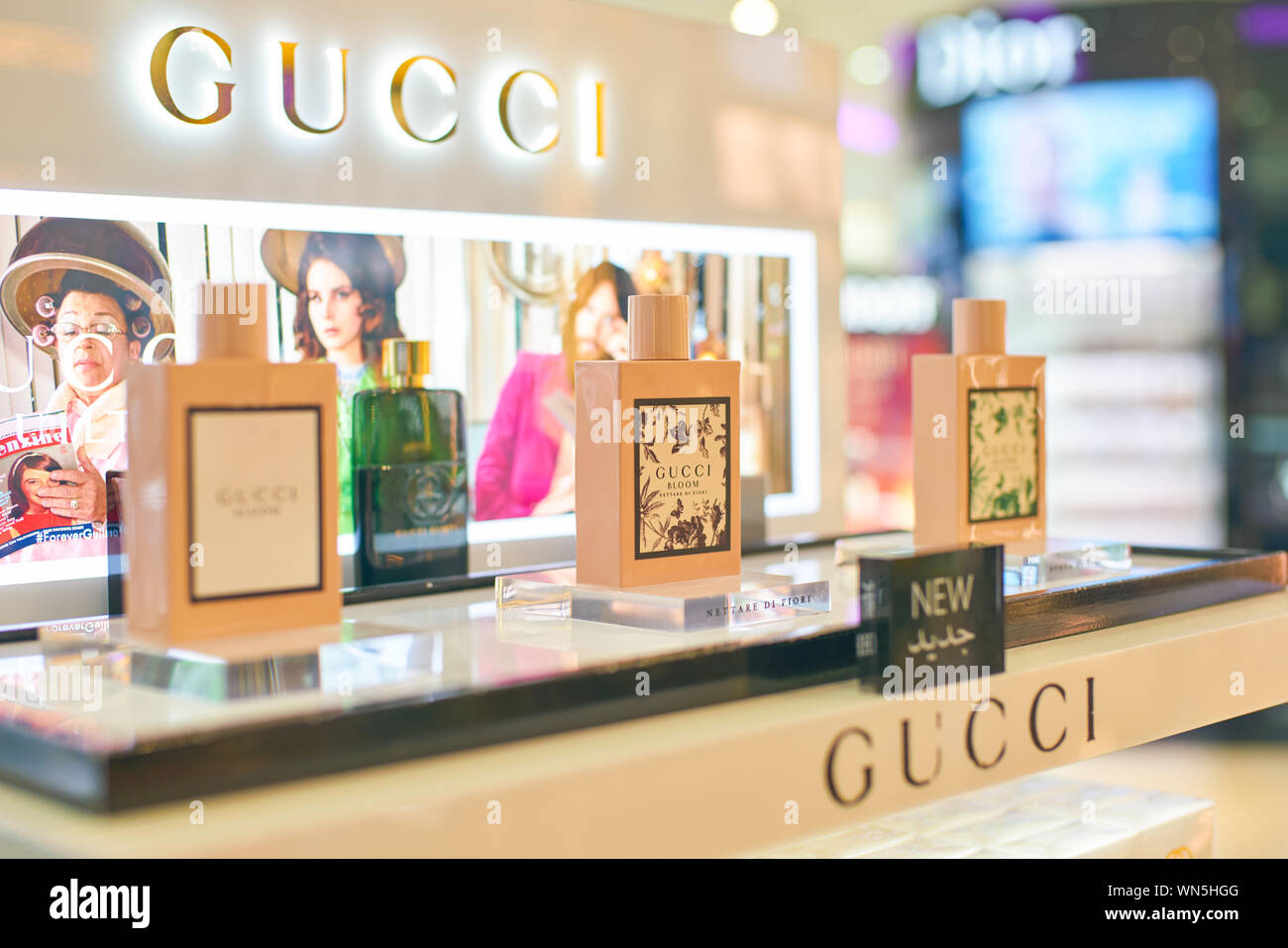DUBAI, UAE - CIRCA 2019: Gucci perfumes on display Duty at Dubai International Airport Stock Photo - Alamy