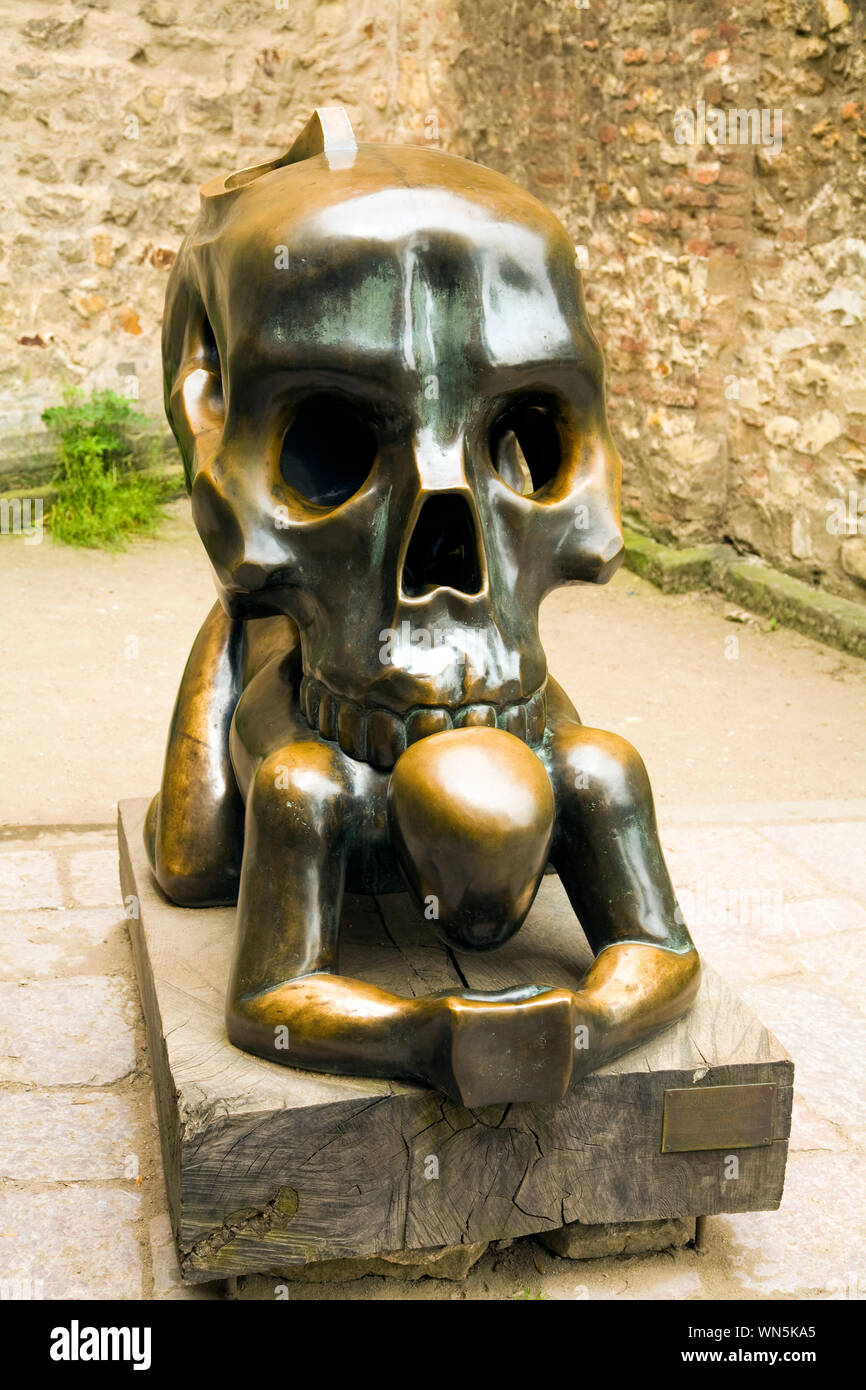 Work of art 'Parable with Skull' in the grounds of Prague Castle. Prague Czech Republic. Stock Photo