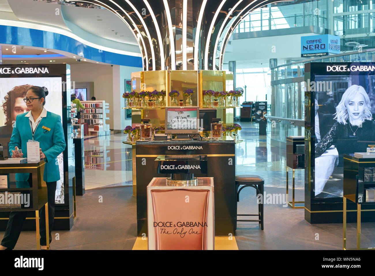 Airport terminal shopping, Dolce & Gabbana store at the departure lounge of  Rome Fiumicino Airport, Rome, Italy Stock Photo - Alamy