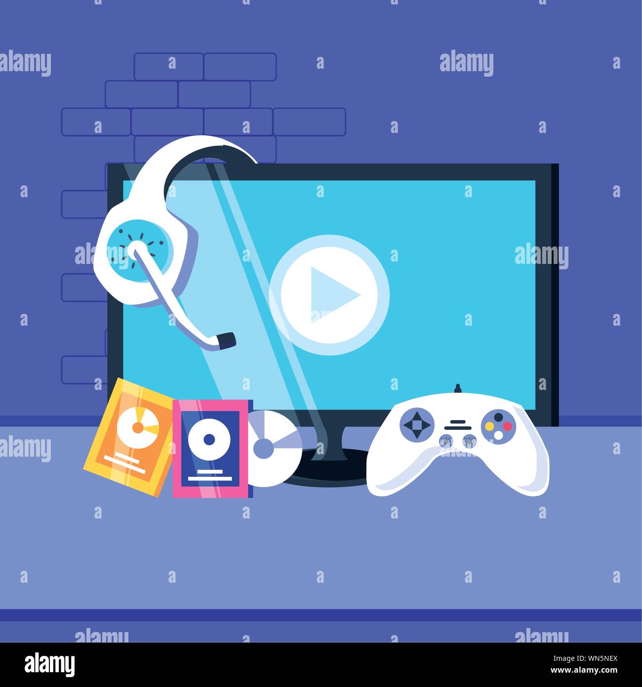 console and display games entertainment vector illustration design